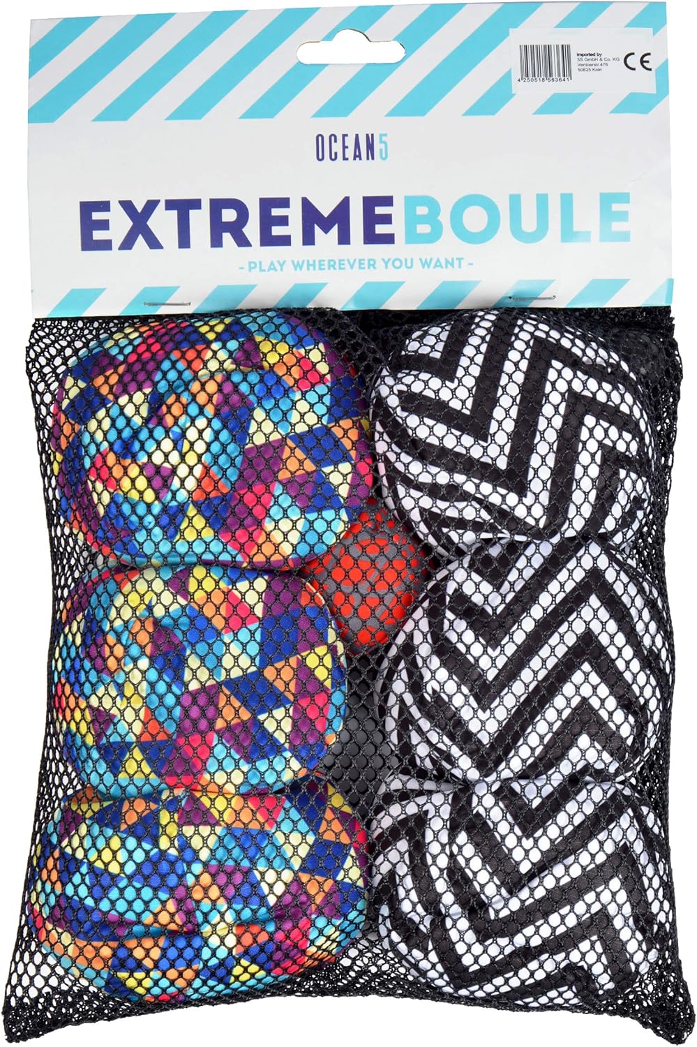 Apollo Funsport - Ocean5 Extreme Boule - Triangel ZicZac Muster, Farbe: schwarz weiß