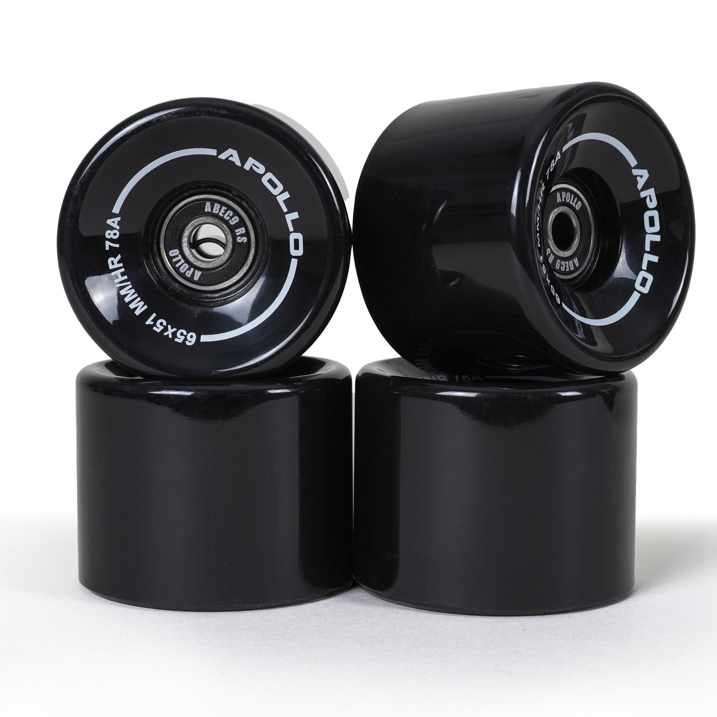Apollo Funsport - Apollo Black Longboard & Skateboard Wheels - Black - 65 x 51