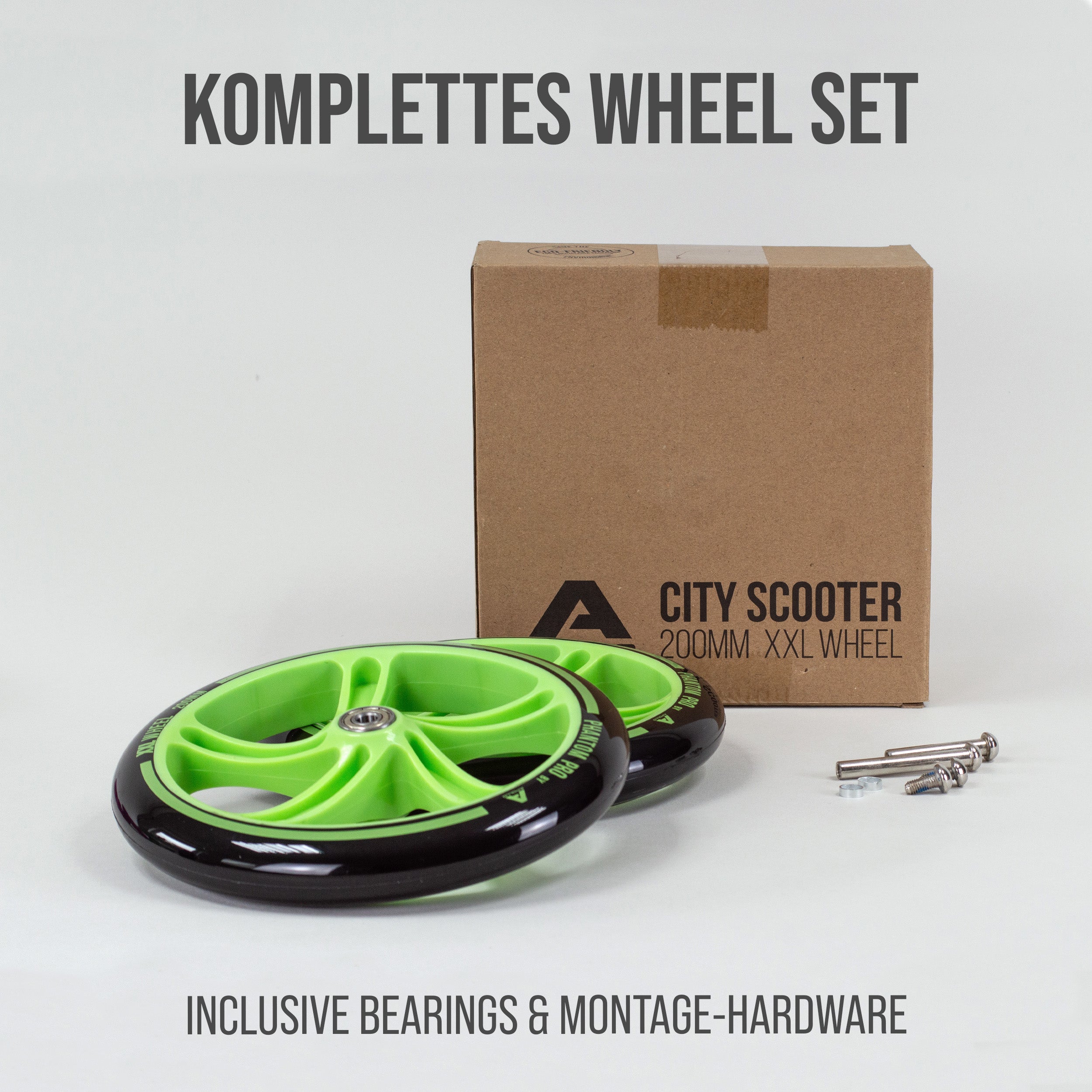 Apollo - 200 mm Ersatzräderset für City Scooter - Phantom / Spectre - Grün Schwarz