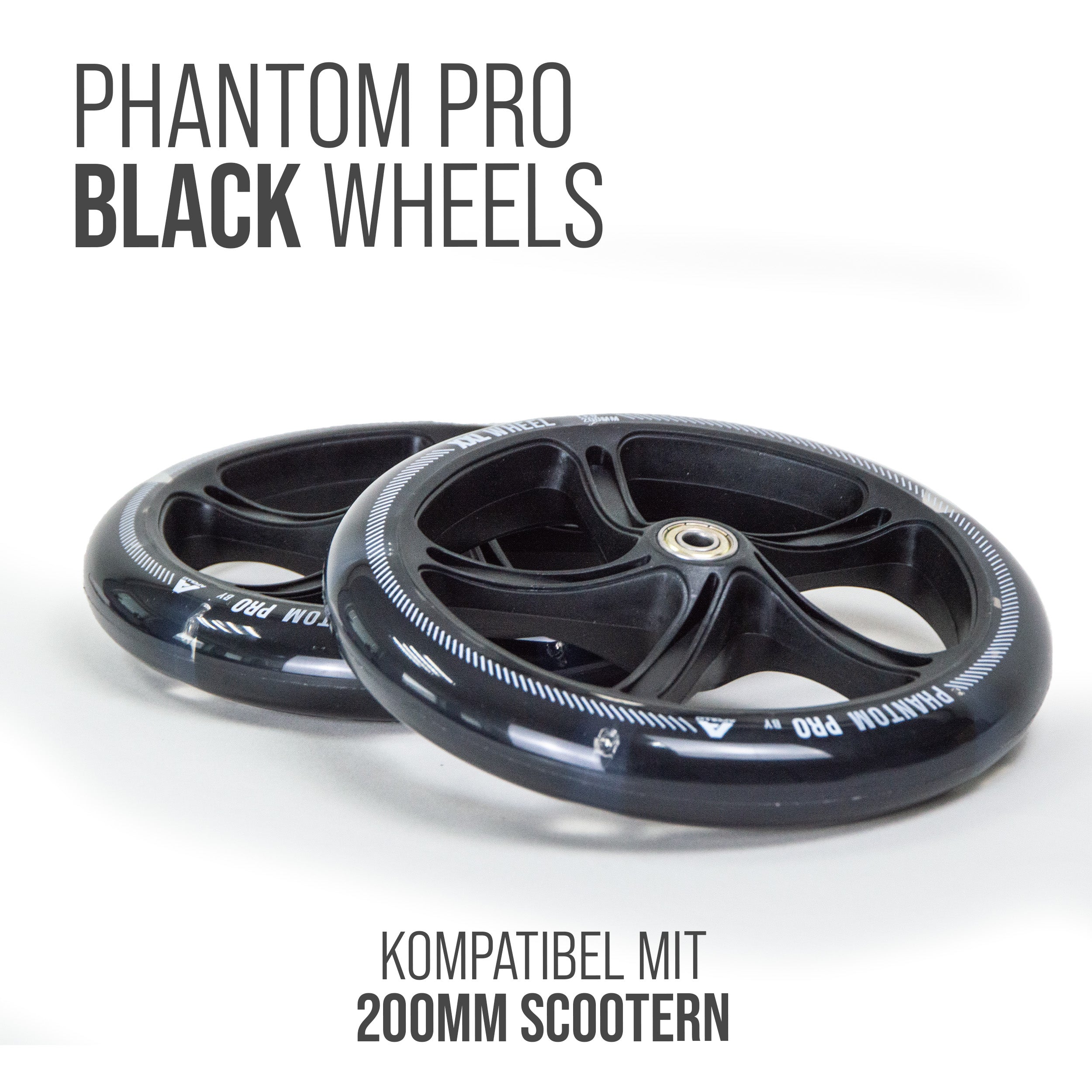 Apollo - 200 mm Ersatzräderset für City Scooter - Phantom / Spectre - LED Schwarz Transparent