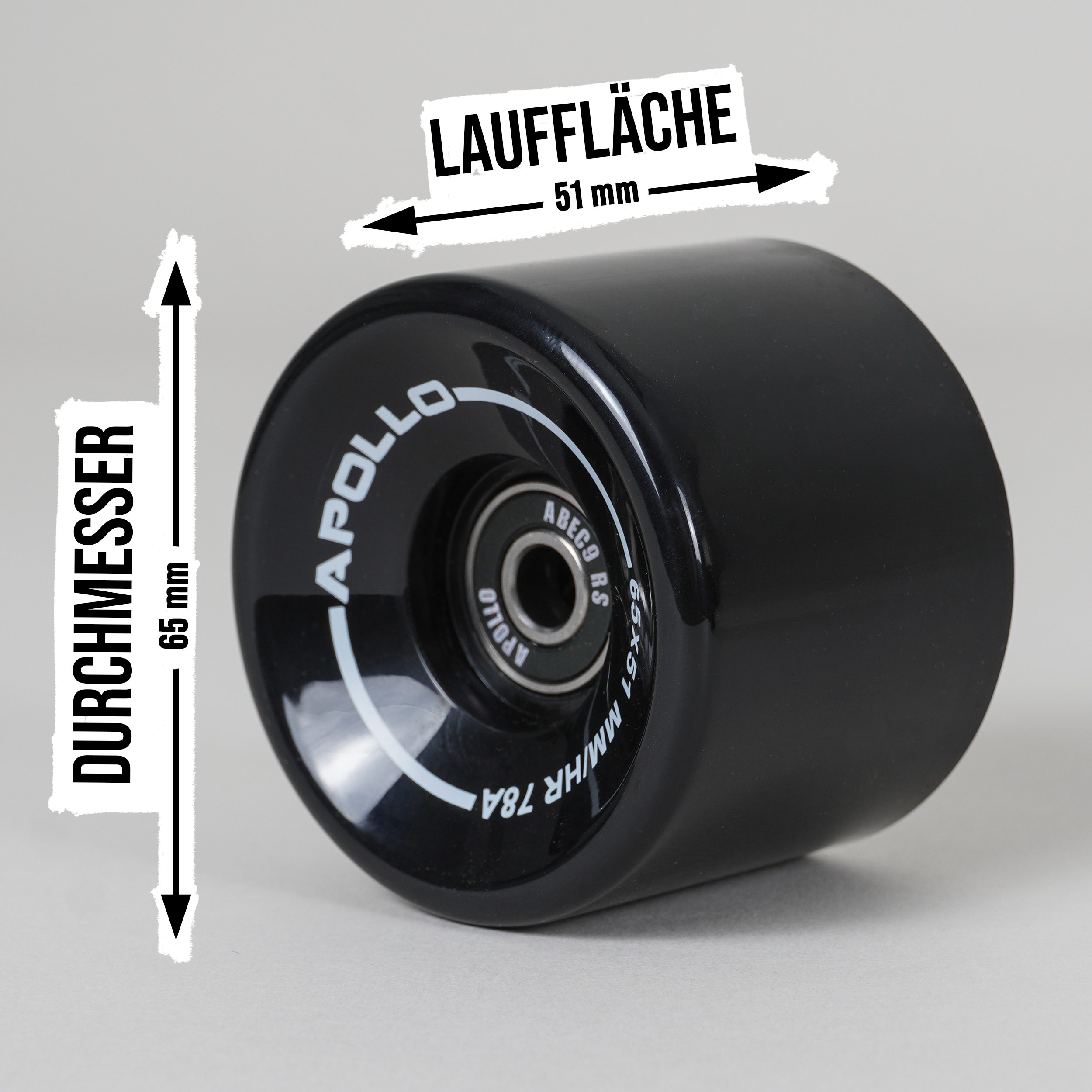 Apollo Funsport - Apollo Black Longboard & Skateboard Wheels - Black - 65 x 51