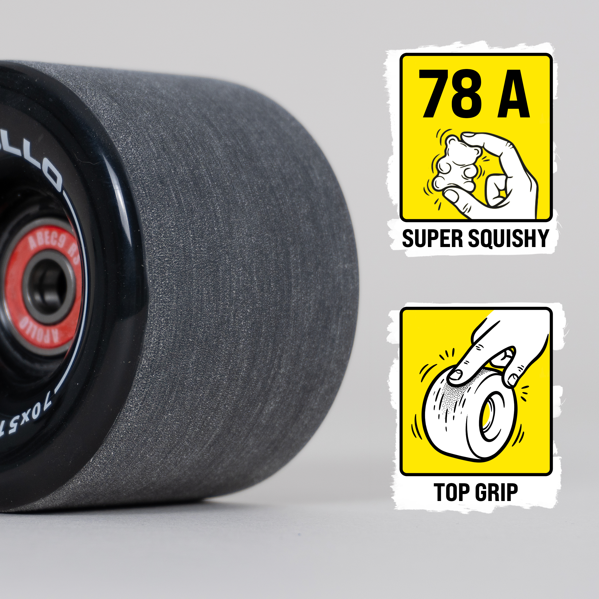 Apollo Funsport - Apollo Black Longboard & Skateboard Wheels - Black - 70 x 51