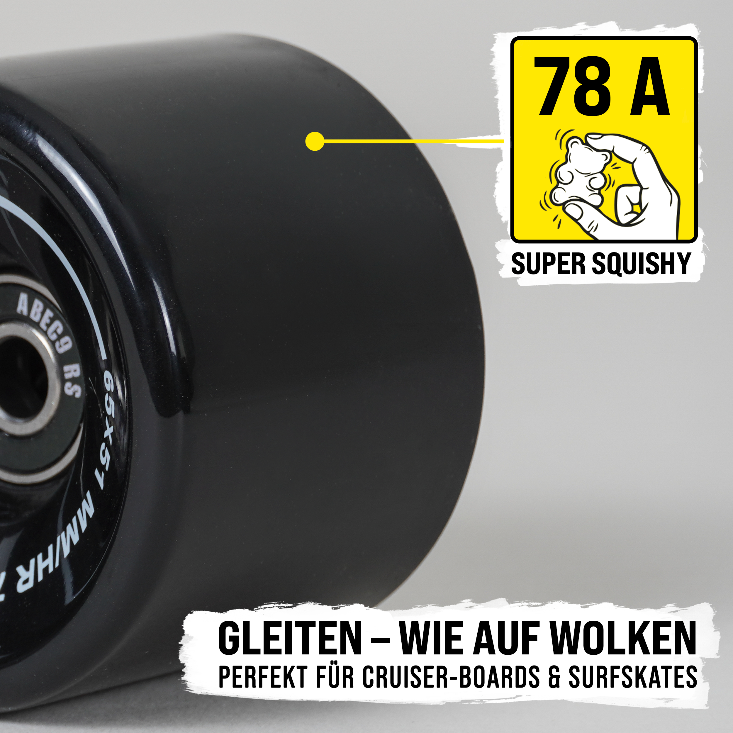 Apollo Funsport - Apollo Black Longboard & Skateboard Wheels - Black - 65 x 51