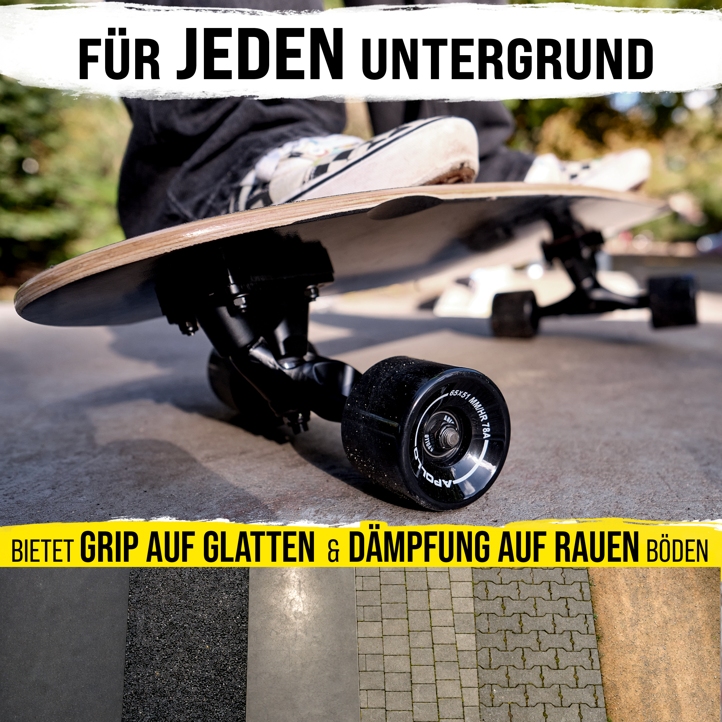 Apollo Funsport - Apollo Black Longboard & Skateboard Wheels - Black - 65 x 51