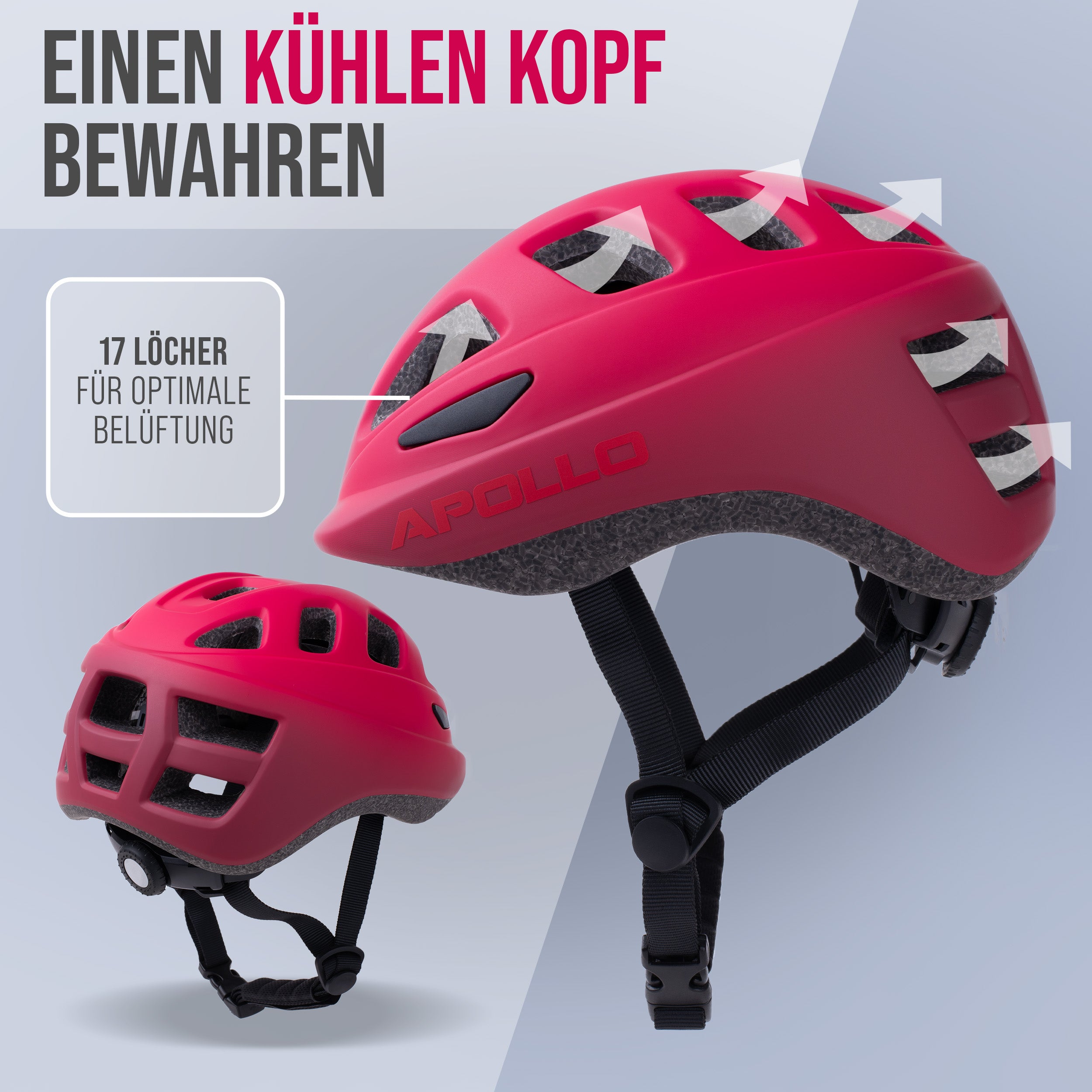 Apollo - AKZEPTABEL Apollo Kinder Fahrradhelm, Helm für Kinder & Jugendliche, Multisport Helm - Red Fade - M (51-56 cm) -