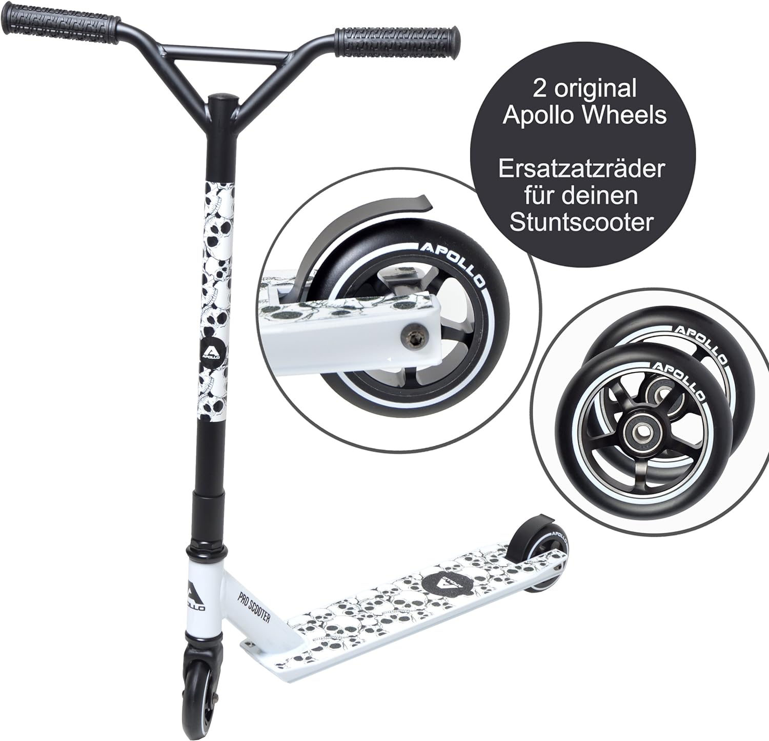 Apollo - Stunt Scooter 100mm ALU / PP Core Wheel Set - Schwarz - ALU Core