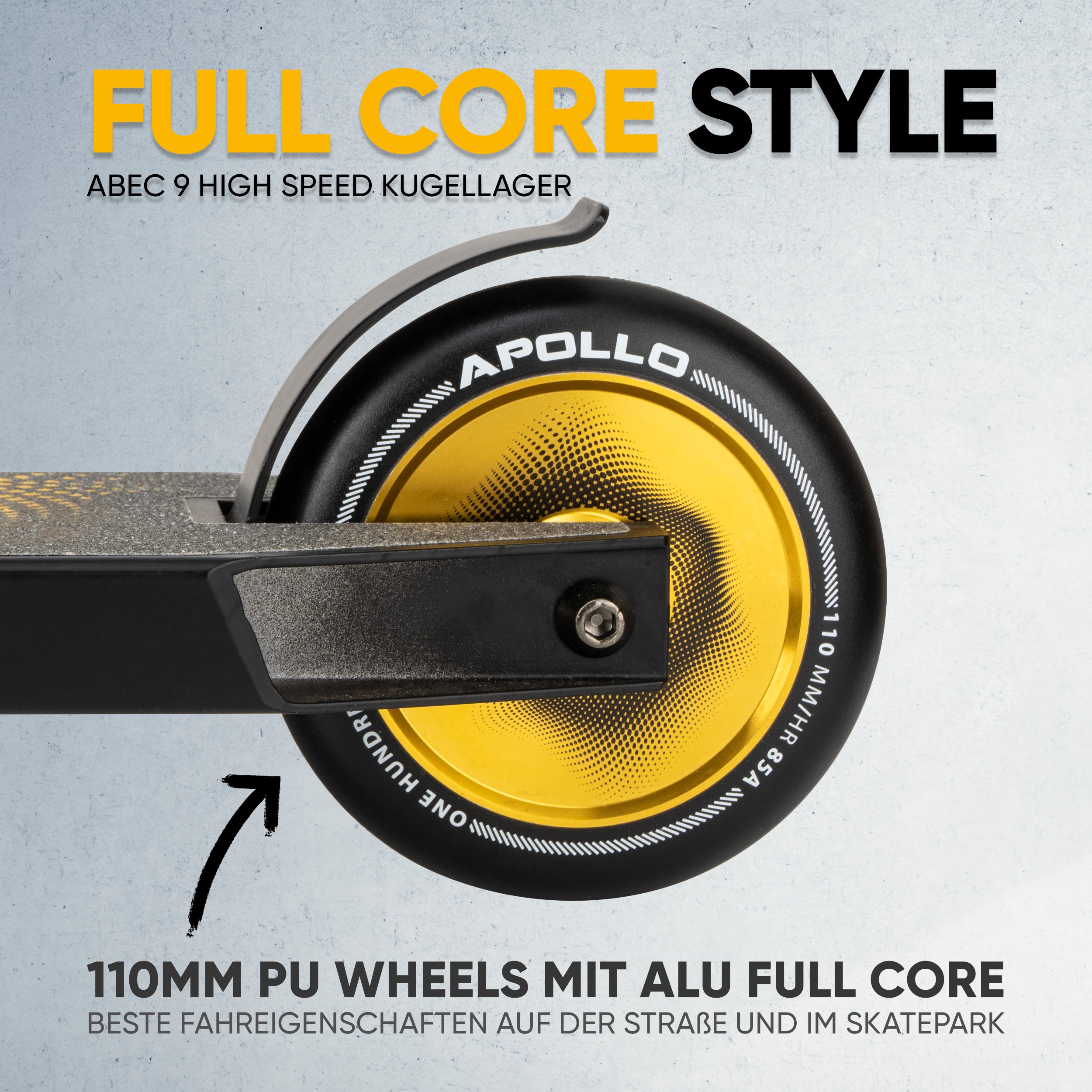 Apollo - Stunt Scooter 'Eagle' - eloxierter Profi Stuntroller mit ABEC 9 Kugellagern - Schwarz Gold