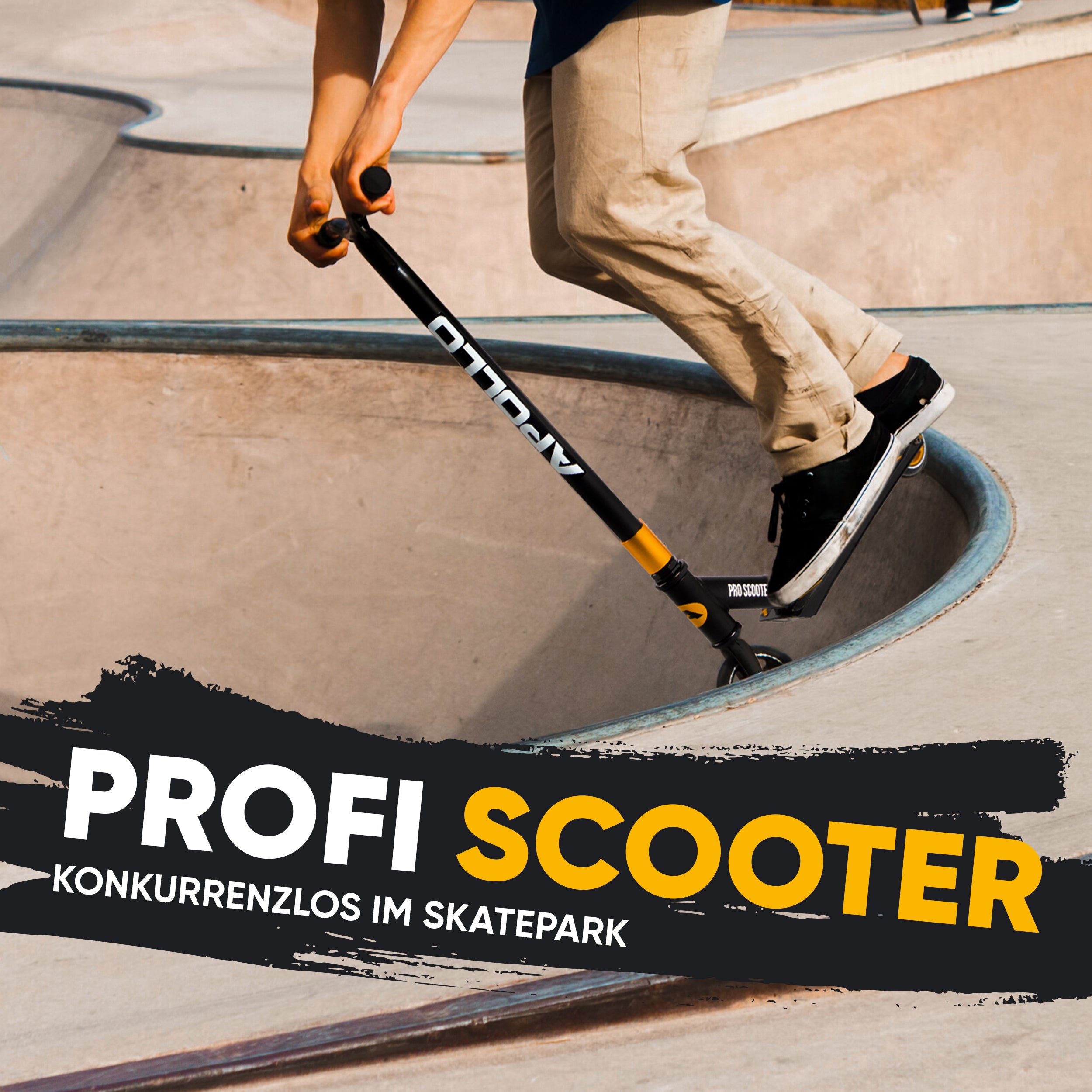 Apollo - Stunt Scooter 'Eagle' - eloxierter Profi Stuntroller mit ABEC 9 Kugellagern - Schwarz Gold