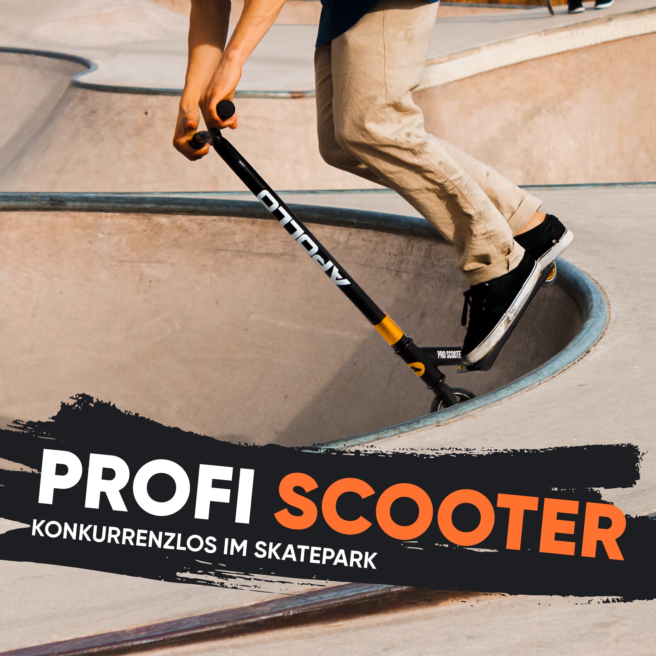 Apollo - Stunt Scooter 'Eagle' - eloxierter Profi Stuntroller mit ABEC 9 Kugellagern - Schwarz Grün Orange