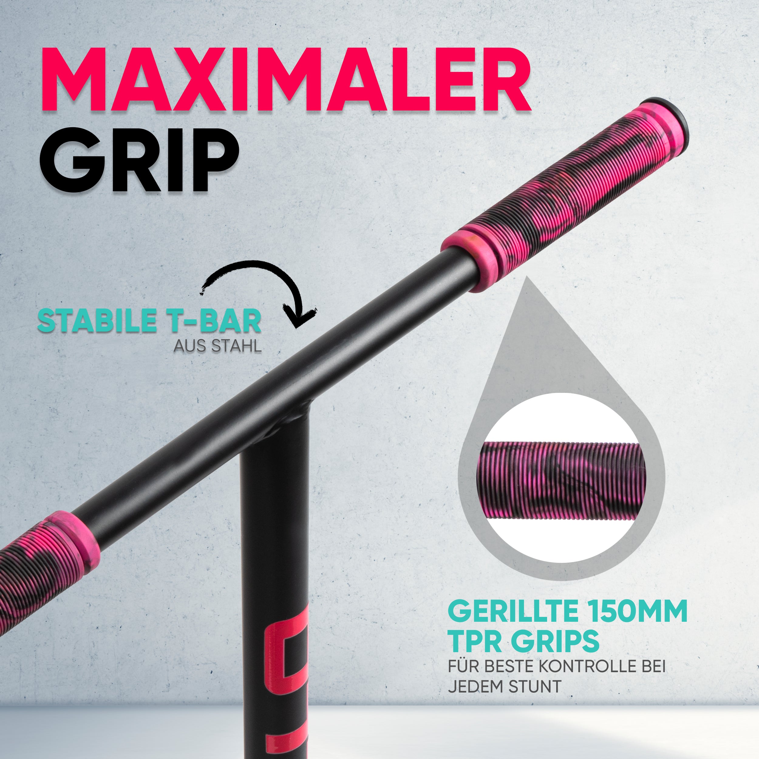 Apollo - Stunt Scooter 'Eagle' - eloxierter Profi Stuntroller mit ABEC 9 Kugellagern - Schwarz Mint Pink