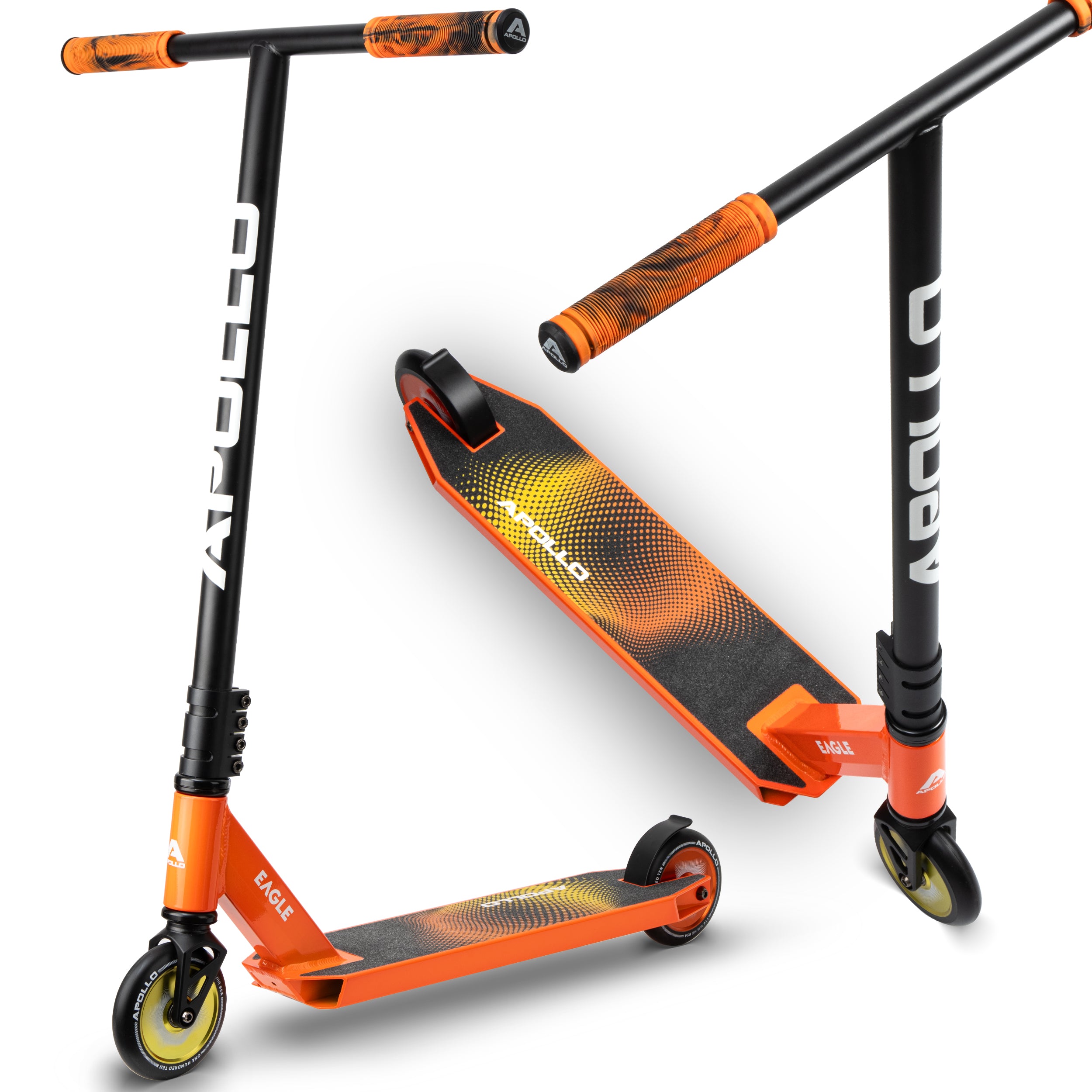 Apollo - Stunt Scooter 'Eagle' - eloxierter Profi Stuntroller mit ABEC 9 Kugellagern - Schwarz Orange