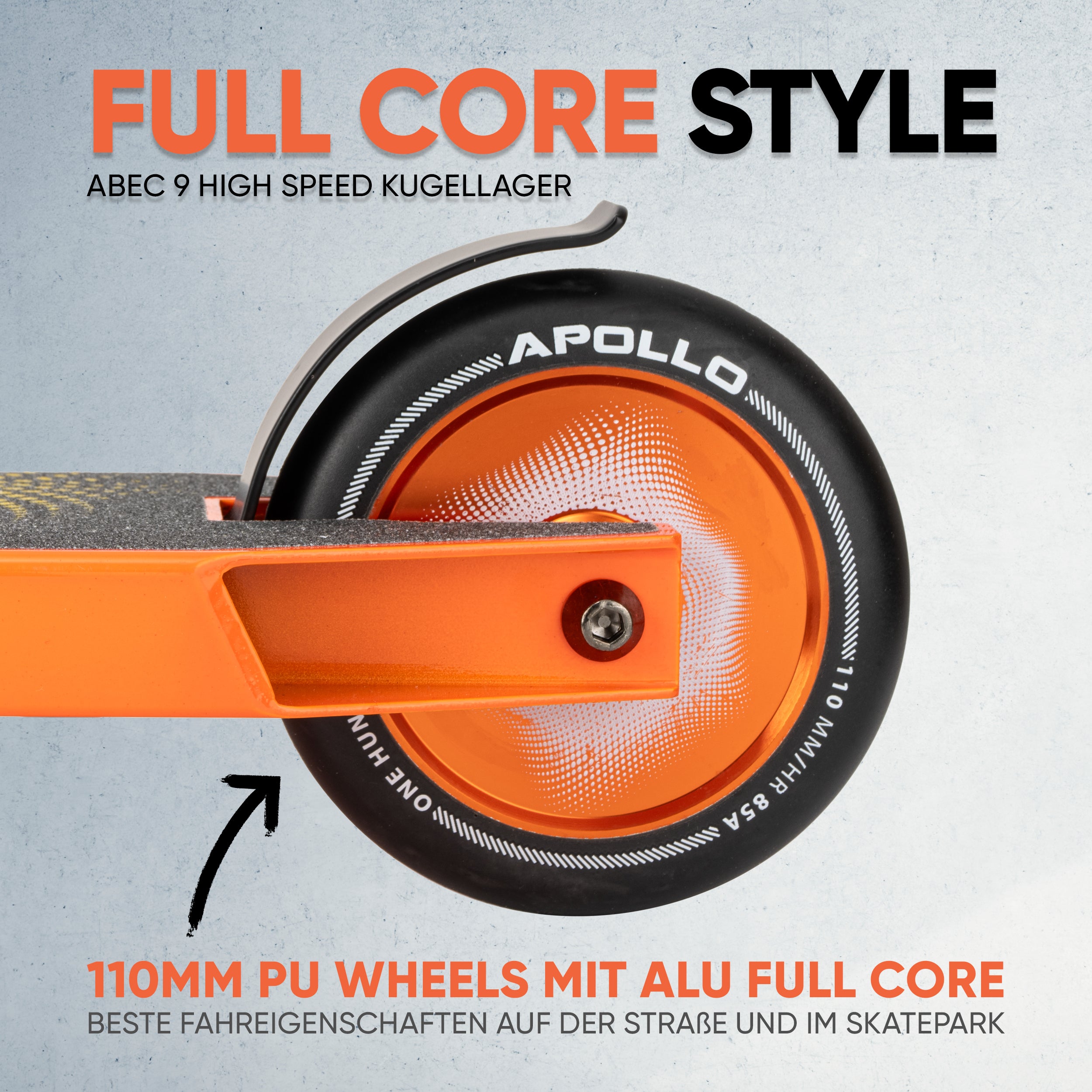 Apollo - Stunt Scooter 'Eagle' - eloxierter Profi Stuntroller mit ABEC 9 Kugellagern - Schwarz Orange