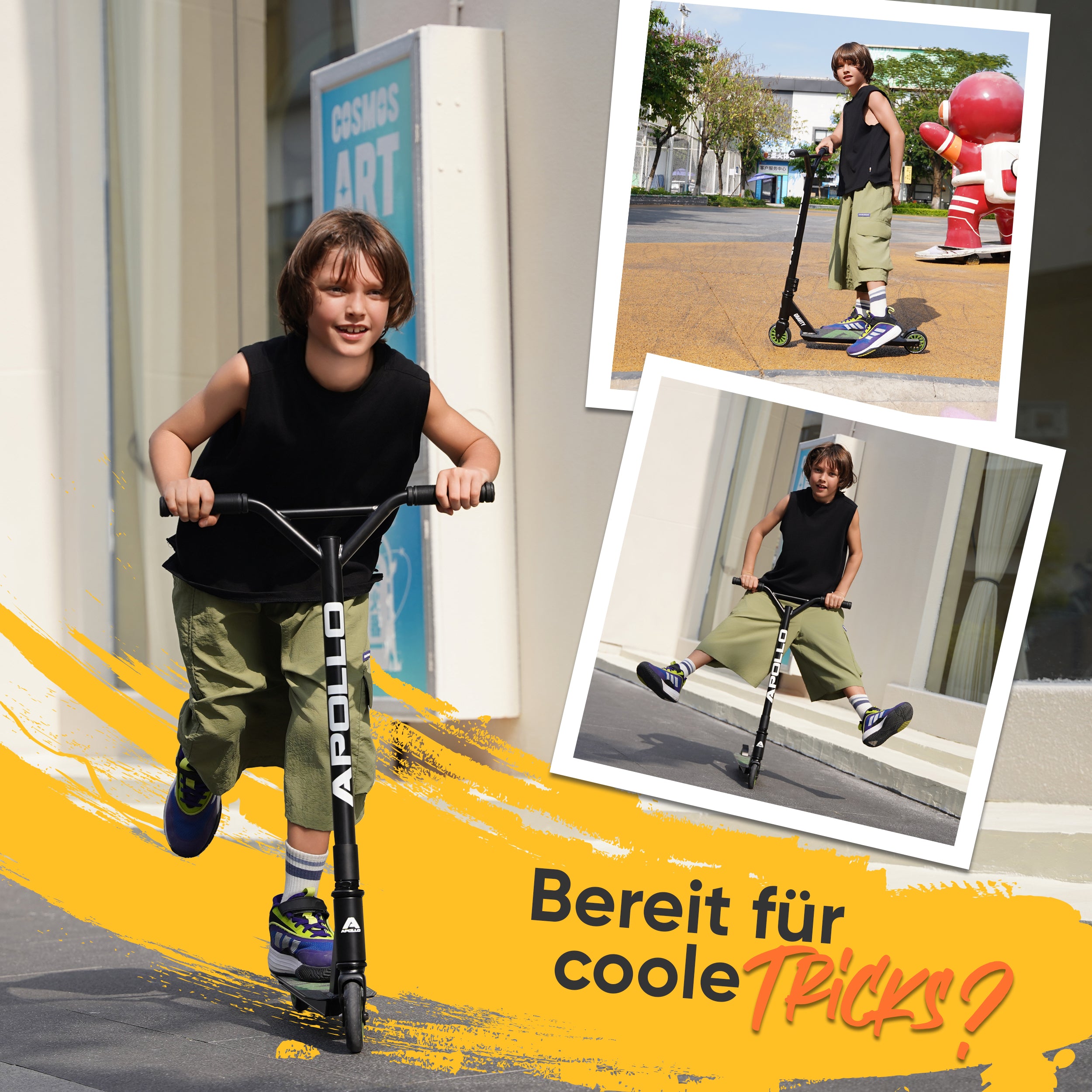 Apollo Funsport - Apollo Stuntscooter Gravity - sportlich, funktional und ideal für Beginner - Black Green
