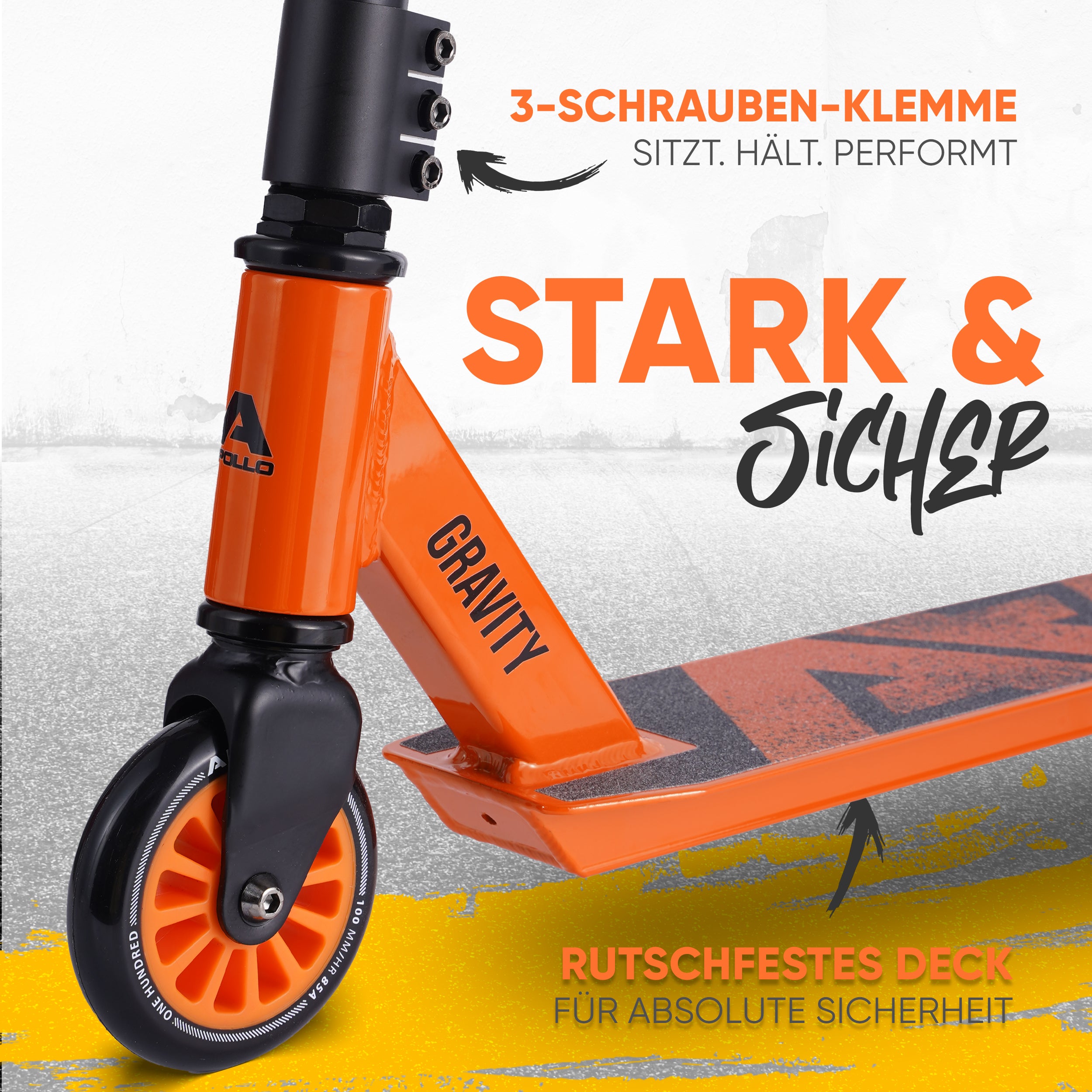 Apollo Funsport - Apollo Stuntscooter Gravity - sportlich, funktional und ideal für Beginner - Orange