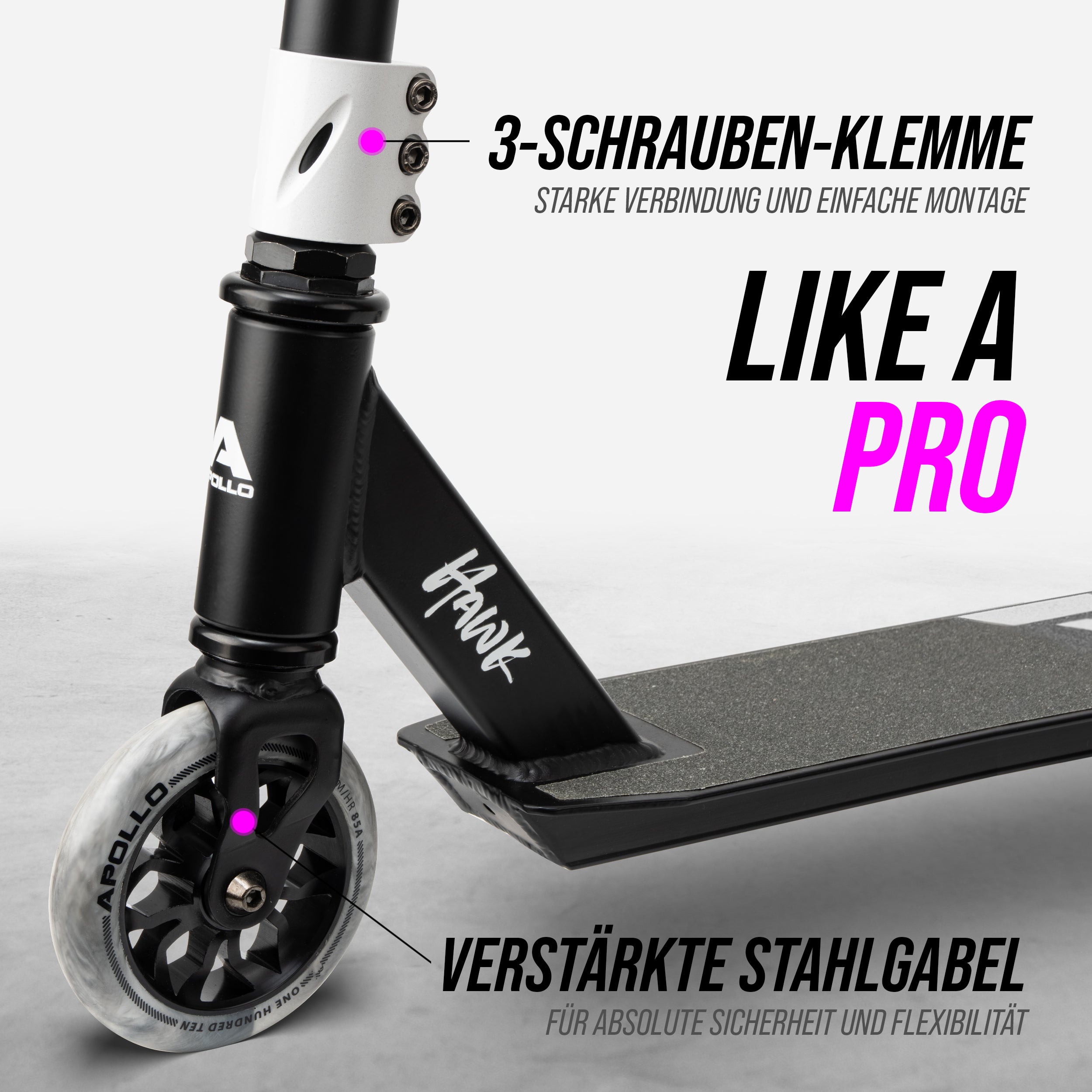 Apollo - Apollo Stunt Scooter "Hawk" - Schwarz Weiß
