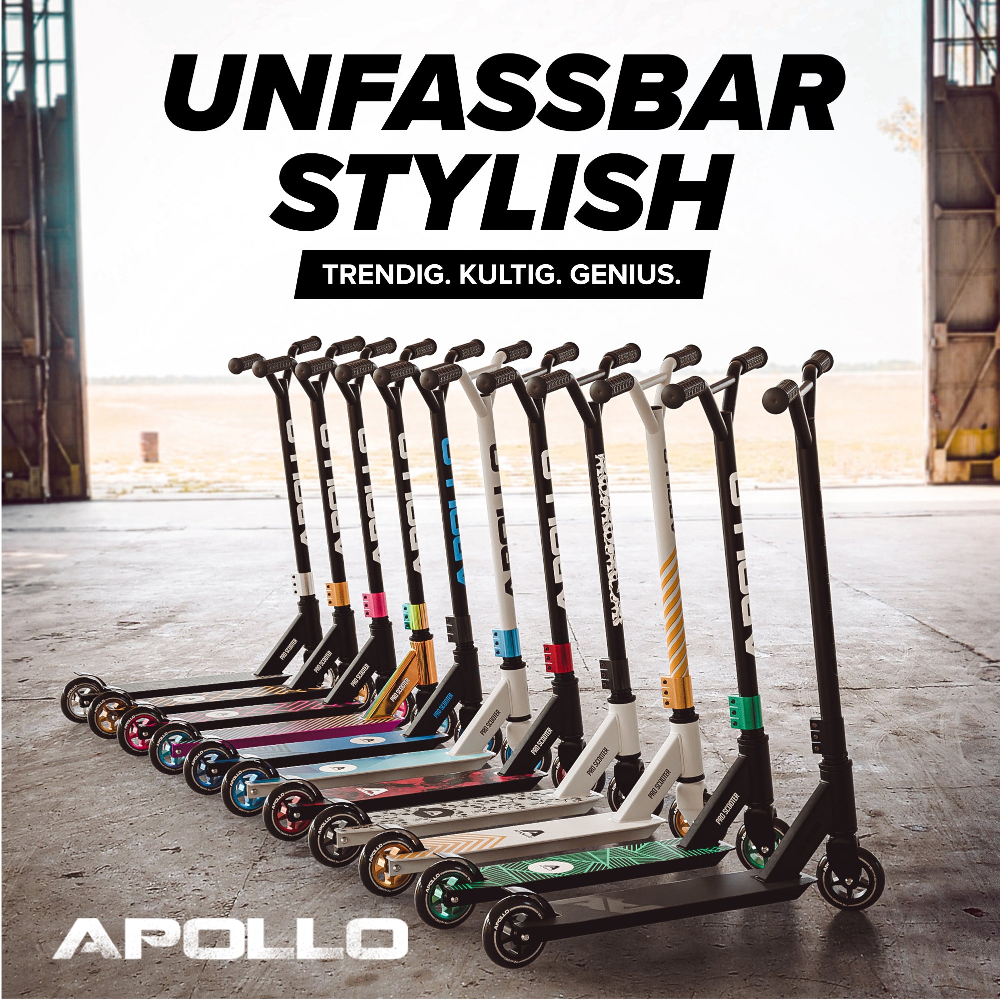Apollo - Stunt Scooter - Genius Pro Robuster Kinder Scooter mit ABEC 9 Kugellager - Schwarz
