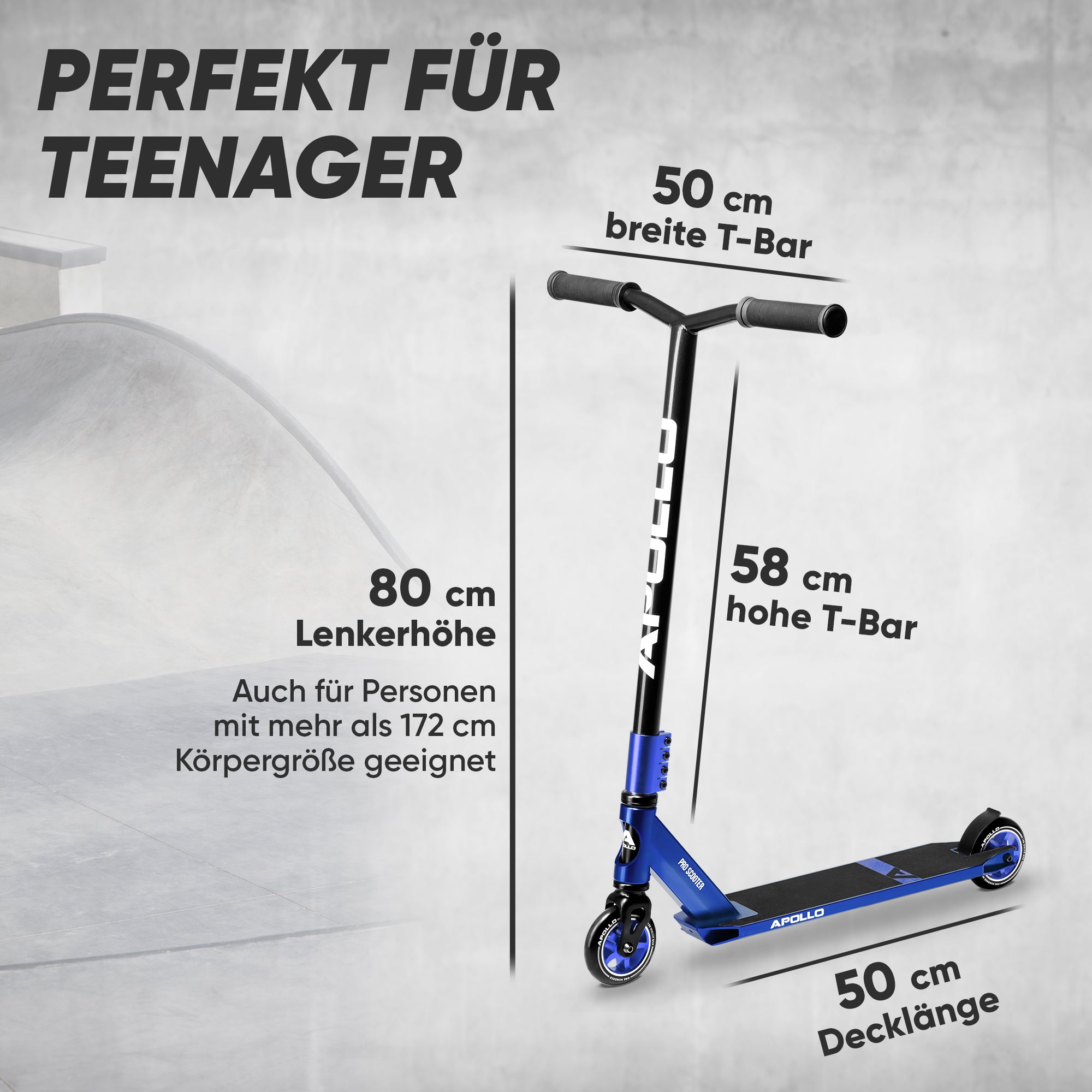 Apollo - Stunt Scooter - Star Pro - HighQuality eloxierter Profi Stunt Scooter - Blau