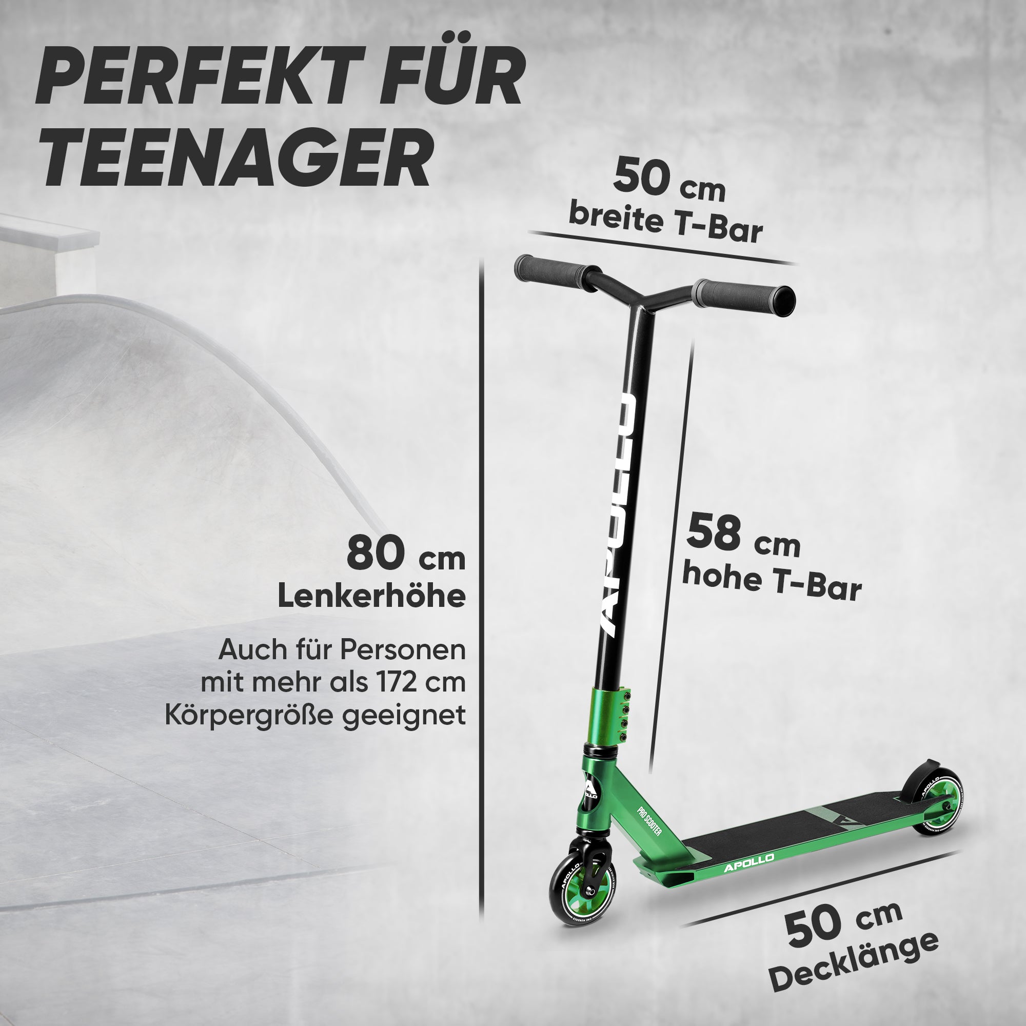 Apollo - Stunt Scooter - Star Pro - HighQuality eloxierter Profi Stunt Scooter - Grün
