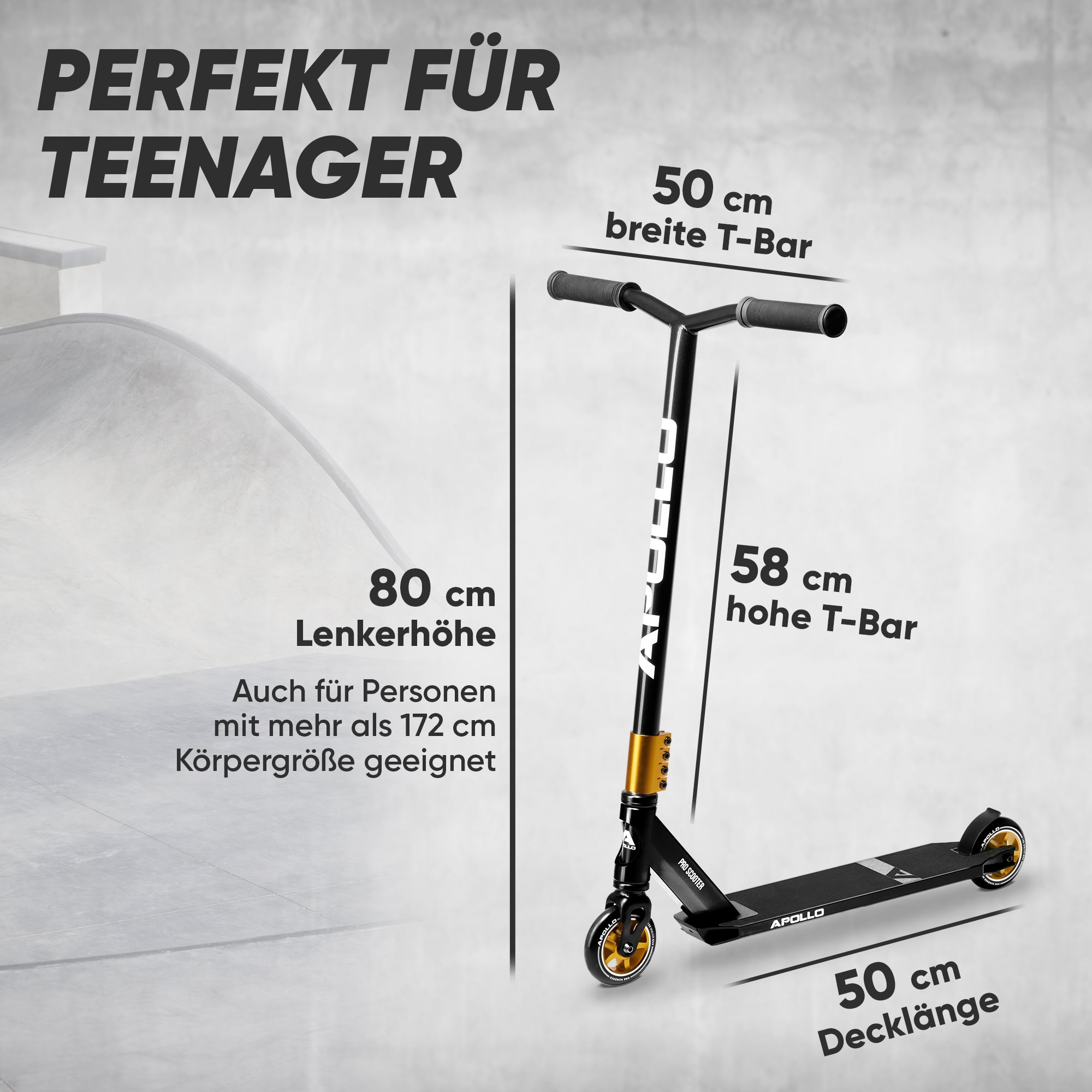Apollo - Stunt Scooter - Star Pro - HighQuality eloxierter Profi Stunt Scooter - Schwarz Gold