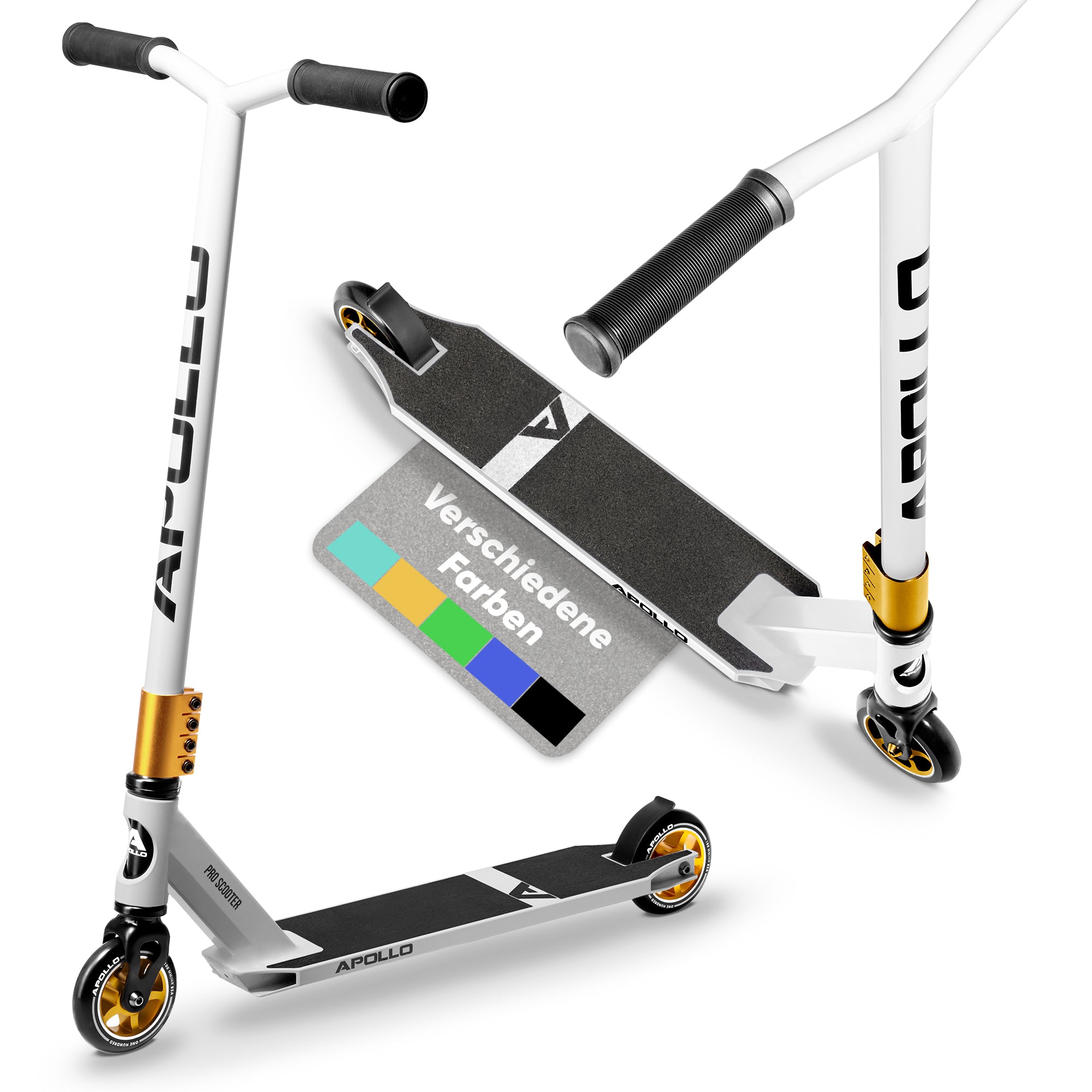 Apollo - Stunt Scooter - Star Pro - HighQuality eloxierter Profi Stunt Scooter - Weiß Gold