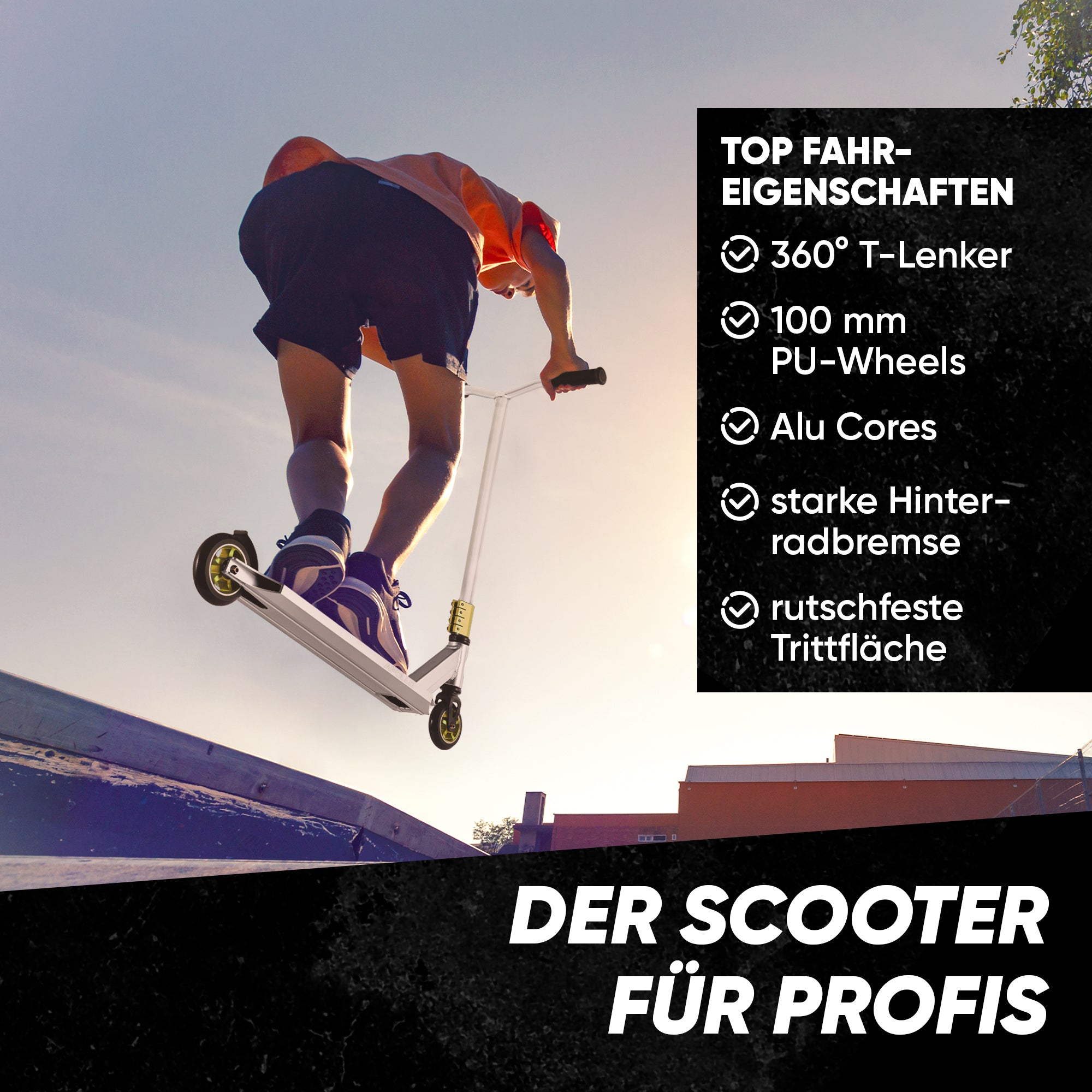 Apollo - Stunt Scooter - Star Pro - HighQuality eloxierter Profi Stunt Scooter - Weiß Gold