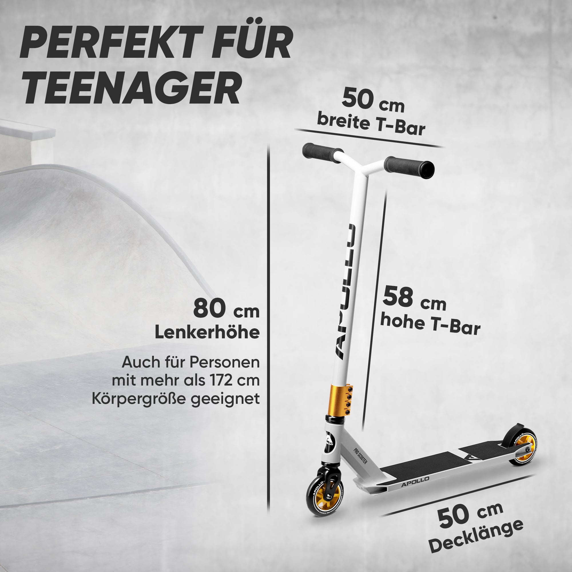 Apollo - Stunt Scooter - Star Pro - HighQuality eloxierter Profi Stunt Scooter - Weiß Gold