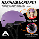 Apollo - Skatehelm, Multi Sport Helm Herren, Damen, Kinder, Kinderfahrradhelm verstellbar - Violett (Uni)
