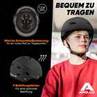 Apollo - Skatehelm, Multi Sport Helm Herren, Damen, Kinder, Kinderfahrradhelm verstellbar - Black