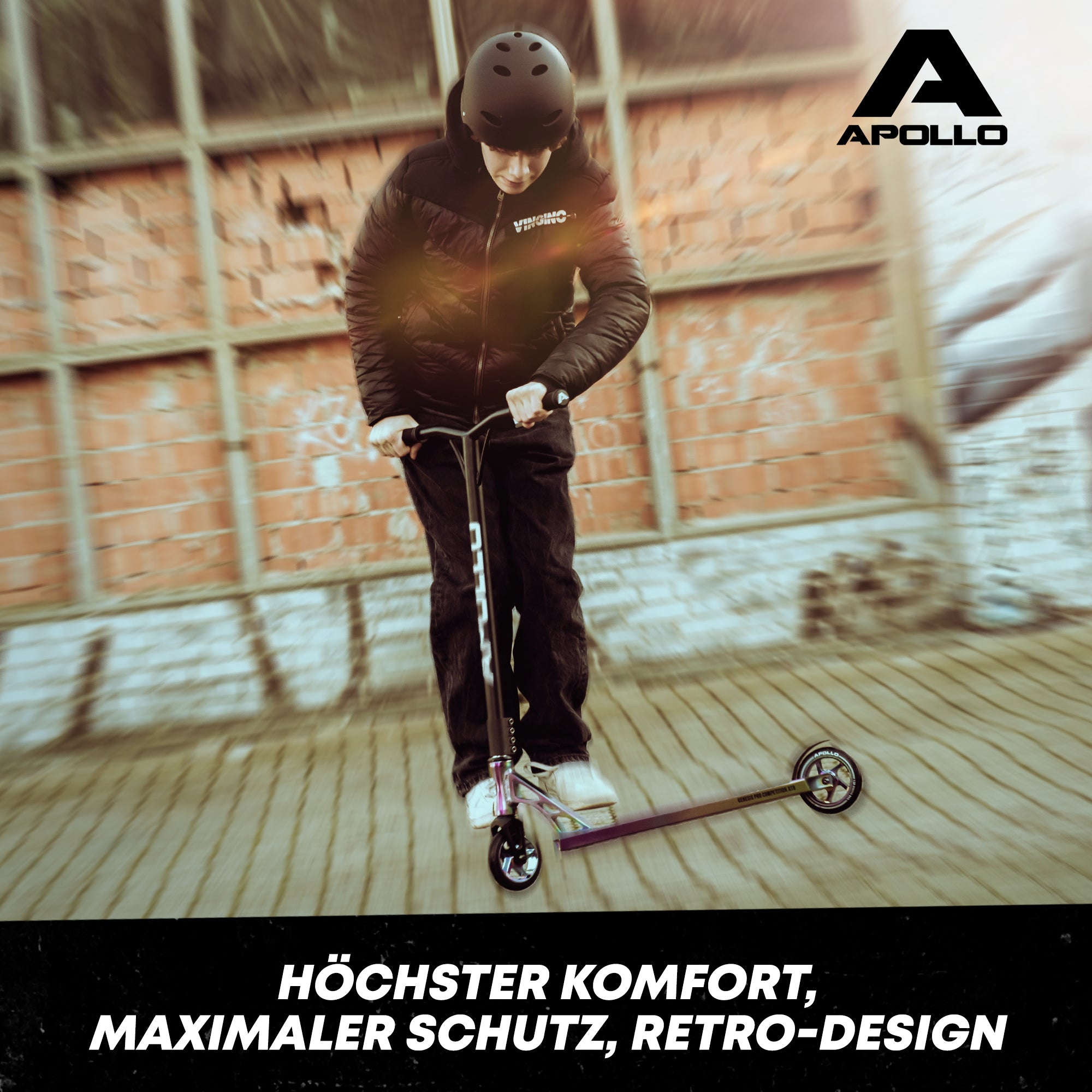 Apollo - Skatehelm, Multi Sport Helm Herren, Damen, Kinder, Kinderfahrradhelm verstellbar - Black