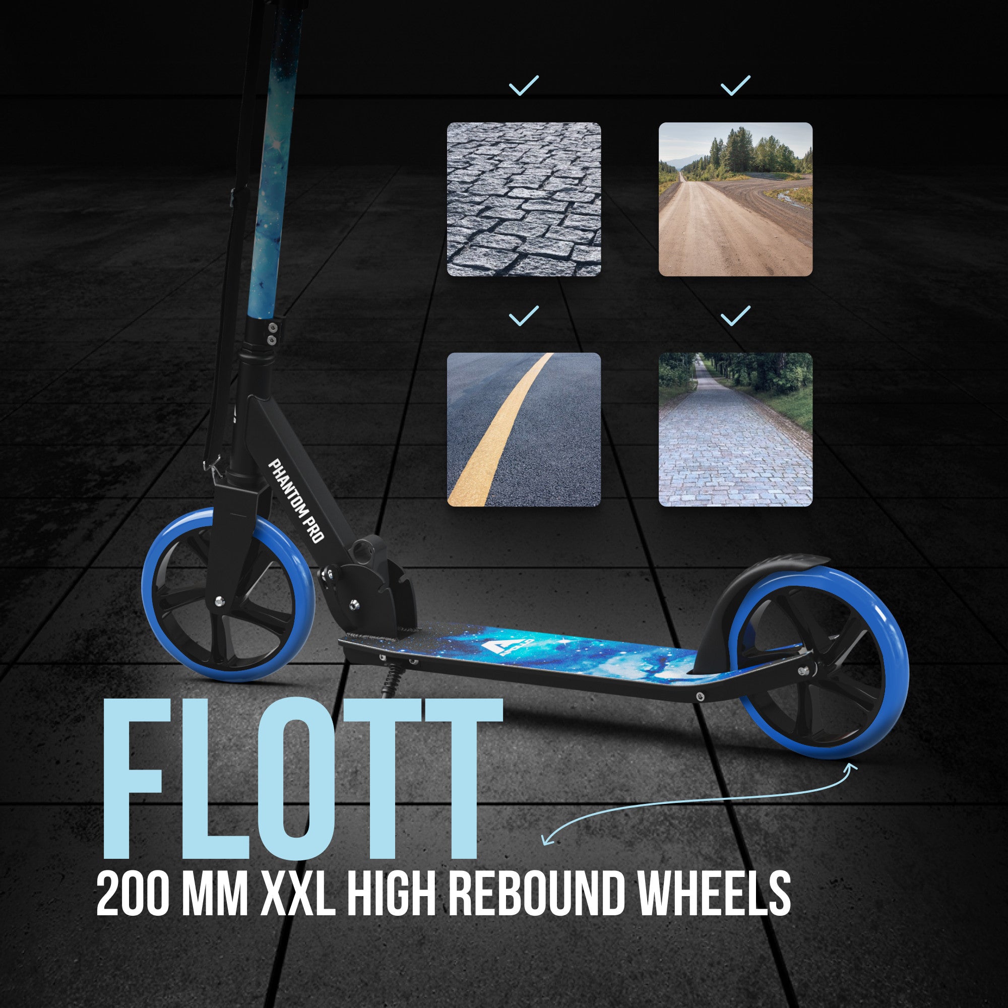 Apollo - Klappbarer City Roller für Kinder "Phantom" höhenverstellbarer Tretroller - Stars