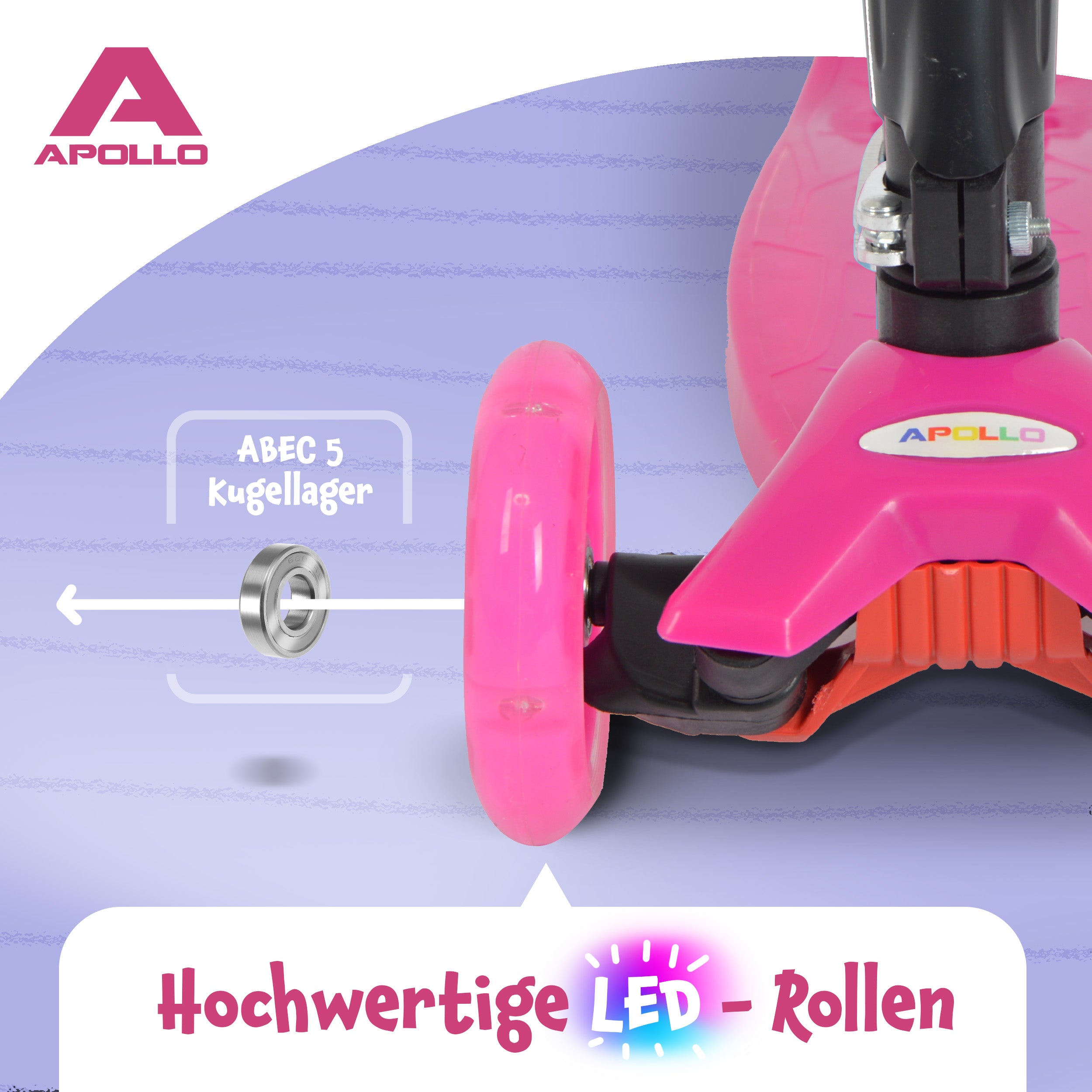 Apollo - Apollo Kinderroller Kids Whiz LED - in verschiedenen Farben - Pink
