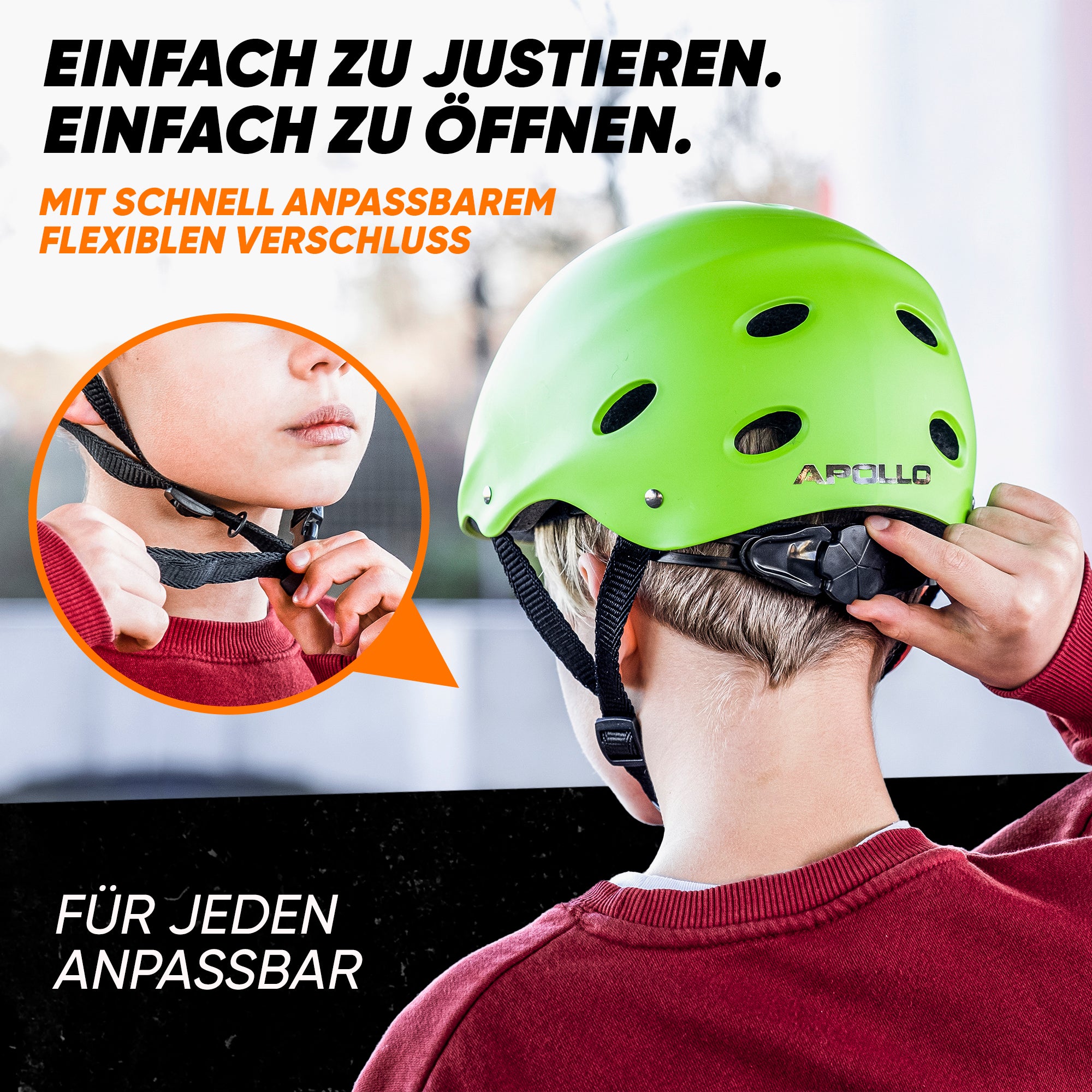 Apollo - Skatehelm, Multi Sport Helm Herren, Damen, Kinder, Kinderfahrradhelm verstellbar - Green (Uni)