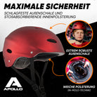 Apollo - Skatehelm, Multi Sport Helm Herren, Damen, Kinder, Kinderfahrradhelm verstellbar - Liquid Red