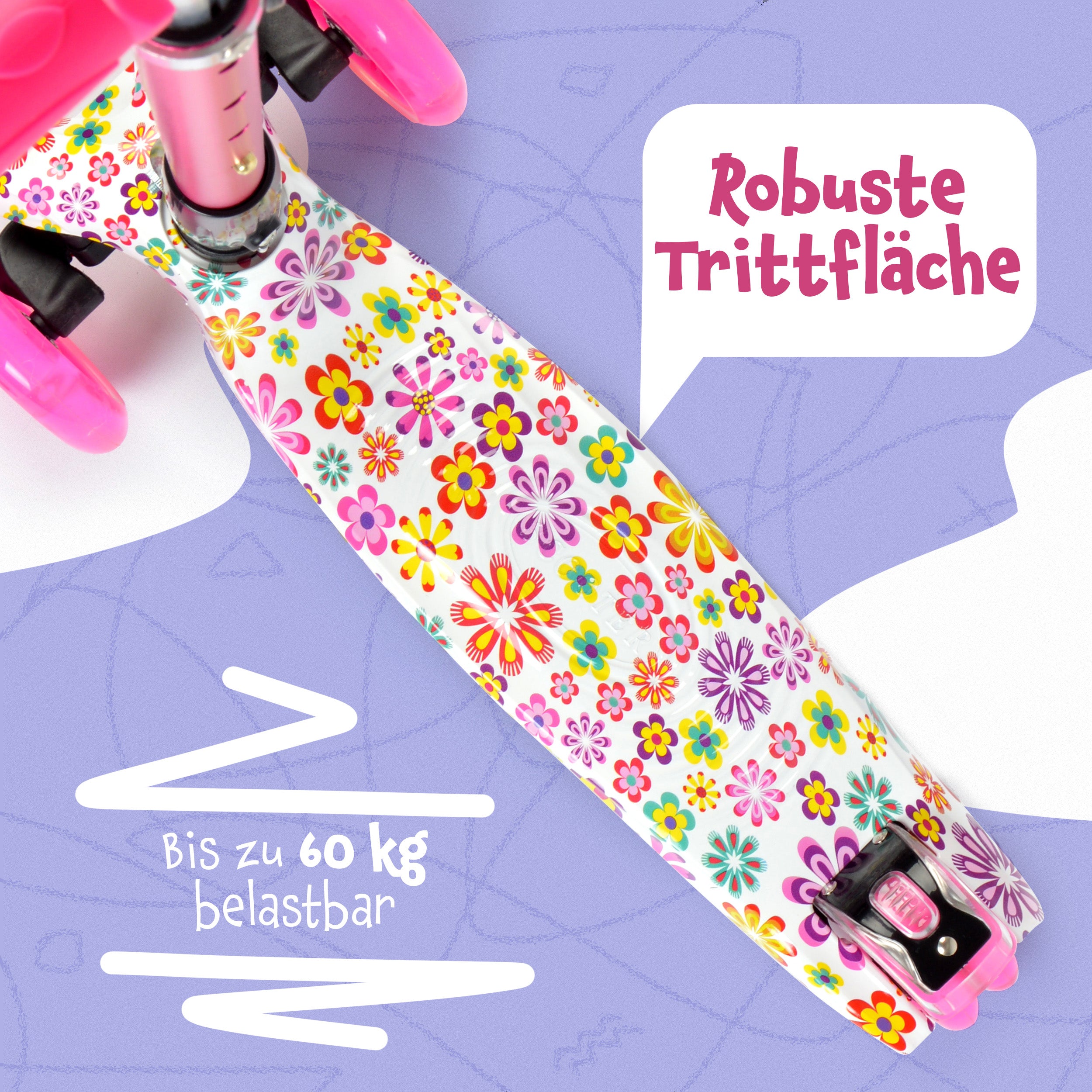 Apollo - Apollo Kinderroller Kids Whiz LED - in verschiedenen Farben - Blumenmuster