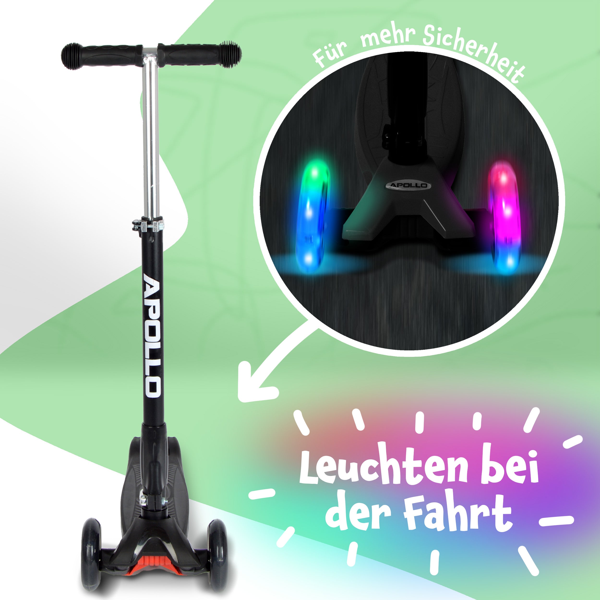 Apollo - Apollo Kinderroller Kids Whiz LED - in verschiedenen Farben - Schwarz