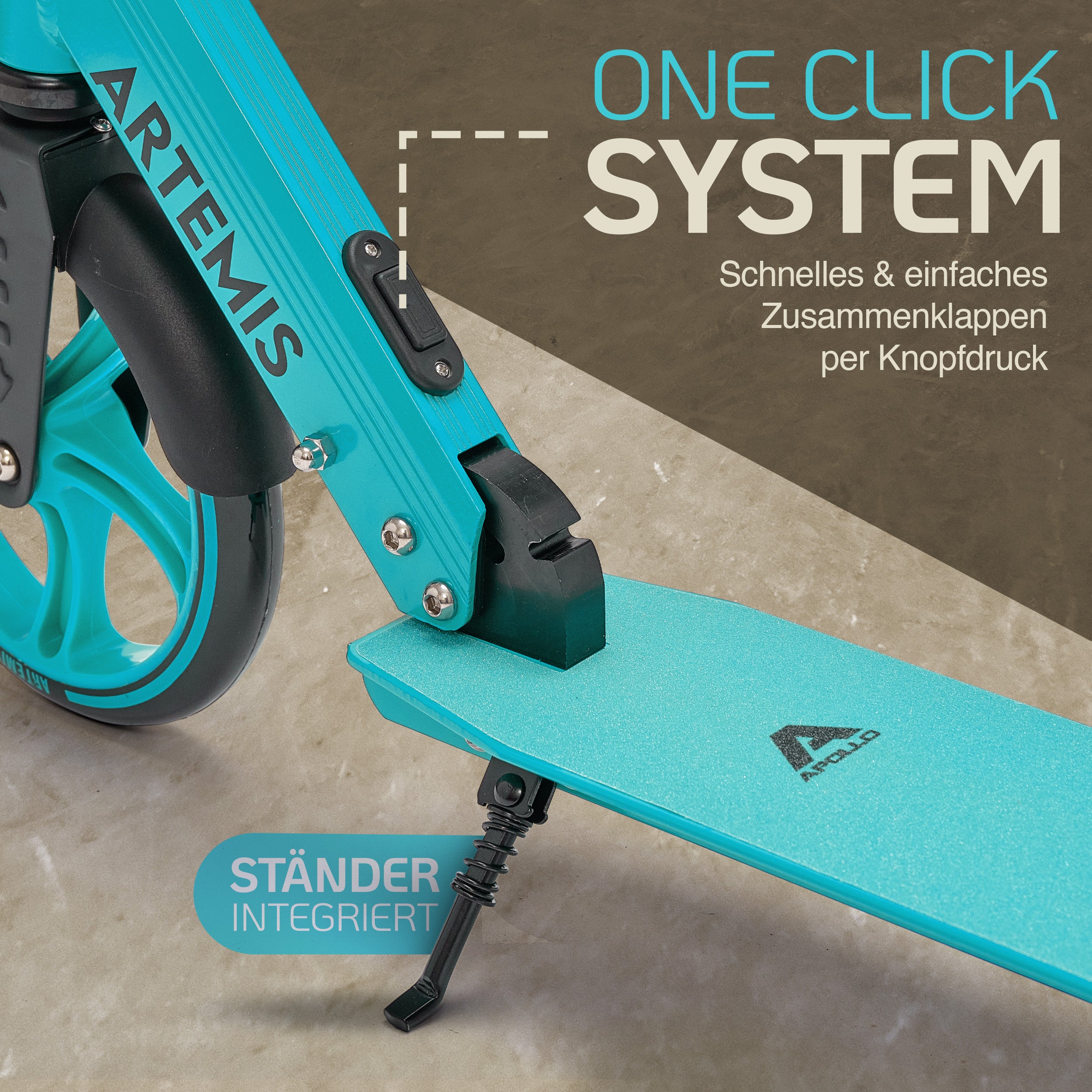 Apollo - Klappbarer City Roller "Artemis" höhenverstellbarer Tretroller für Kinder & Jugendliche - Mint