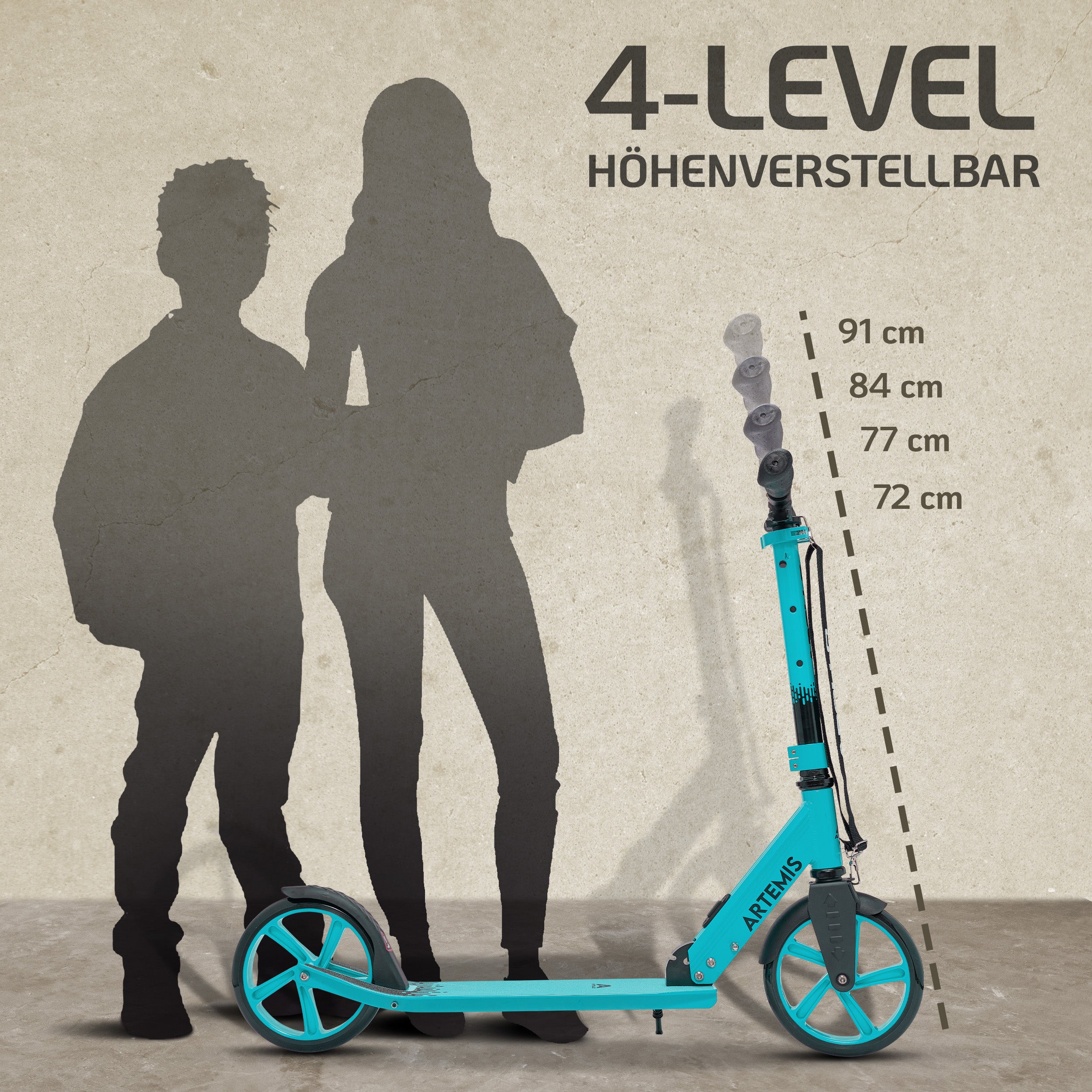 Apollo - Klappbarer City Roller "Artemis" höhenverstellbarer Tretroller für Kinder & Jugendliche - Mint