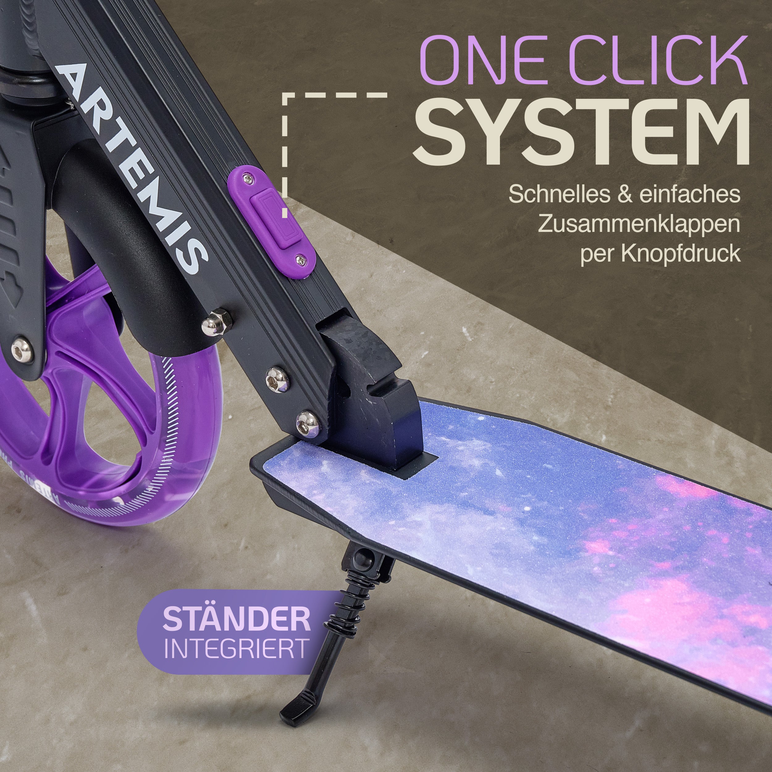 Apollo - Klappbarer City Roller "Artemis" höhenverstellbarer Tretroller für Kinder & Jugendliche - Starlight