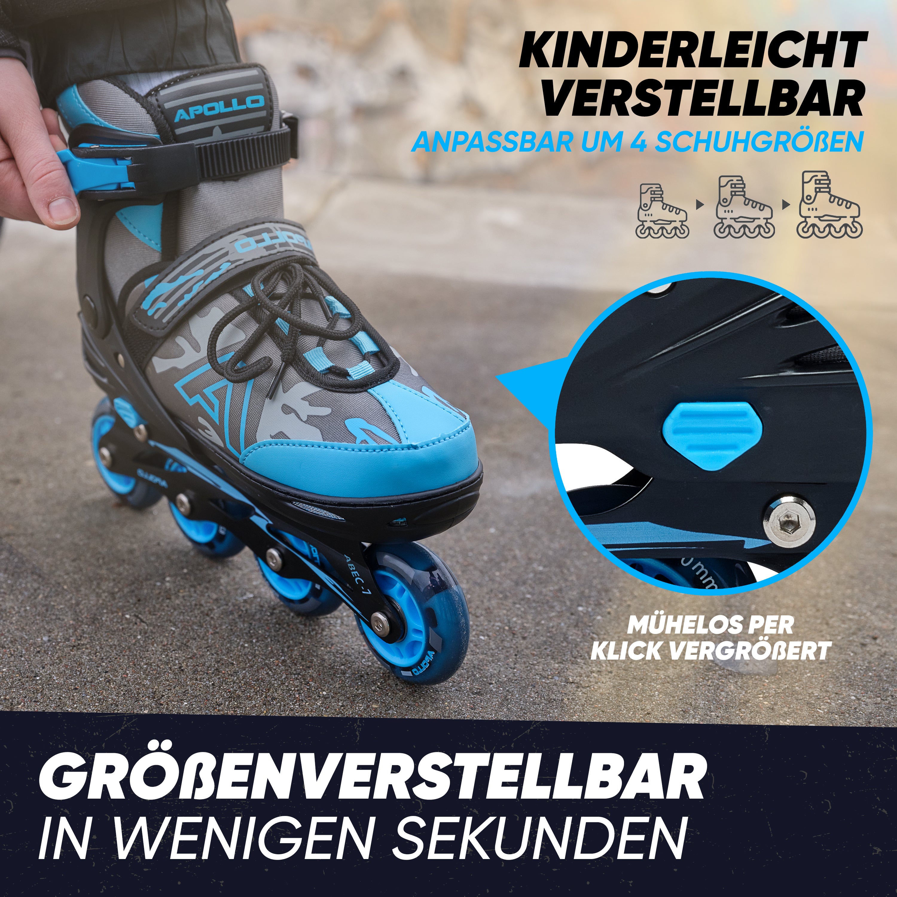 Apollo Funsport - Champion Adjustable Inline Skate (Blau) - L (39-42)