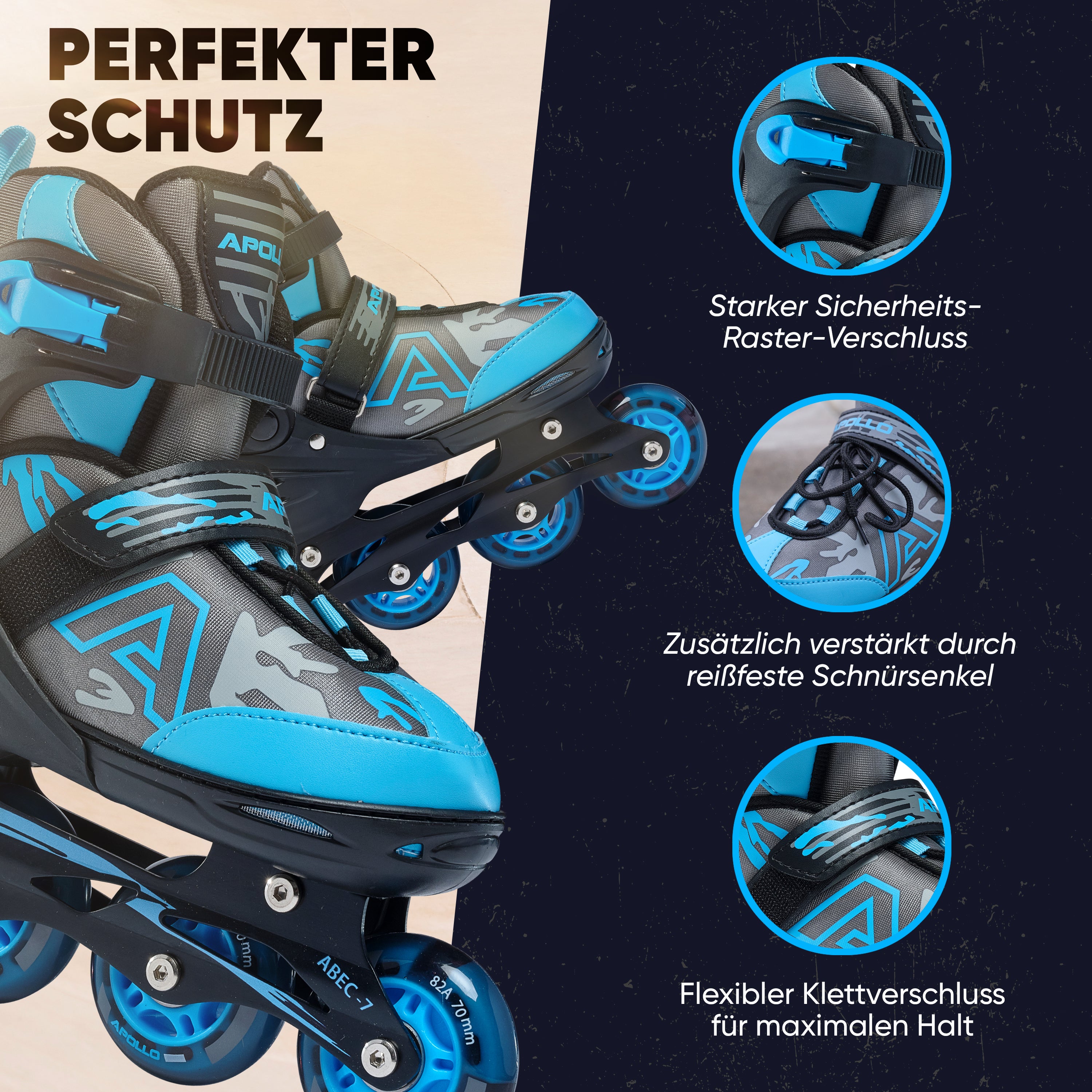 Apollo Funsport - Champion Adjustable Inline Skate (Blau) - L (39-42)