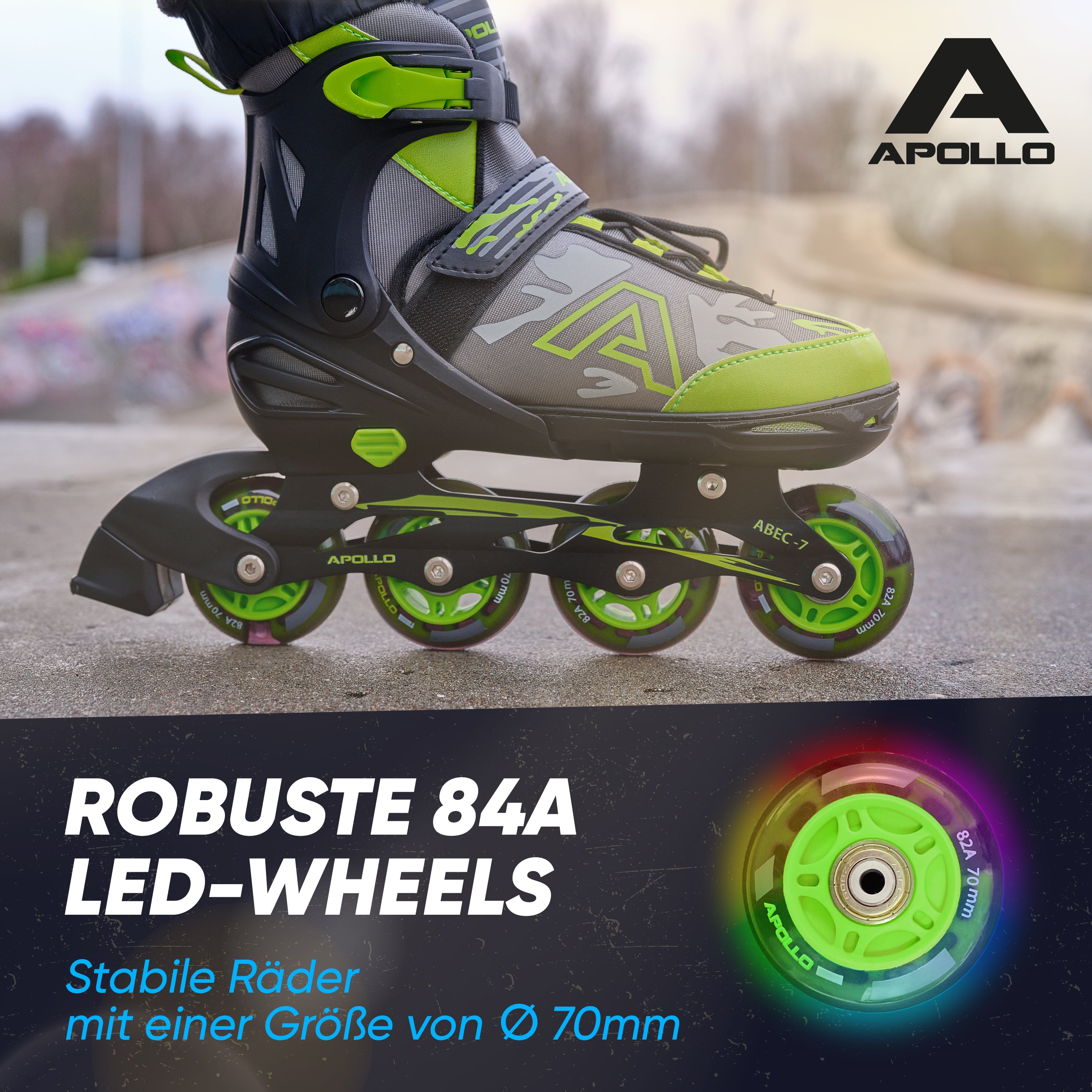 Apollo Funsport - Champion Adjustable Inline Skate (Grün) - L (39-42)
