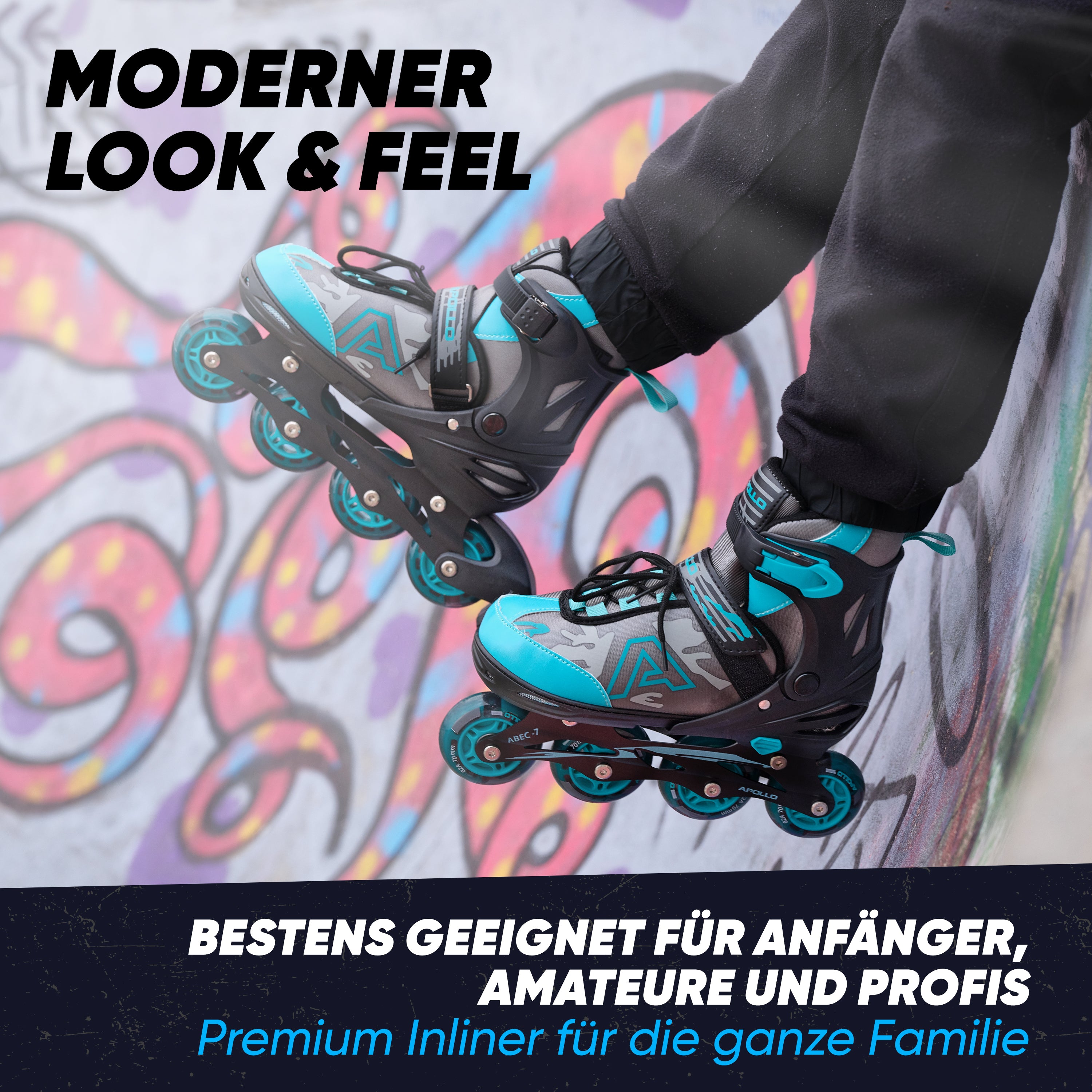 Apollo Funsport - Champion Adjustable Inline Skate (Mint) - L (39-42)