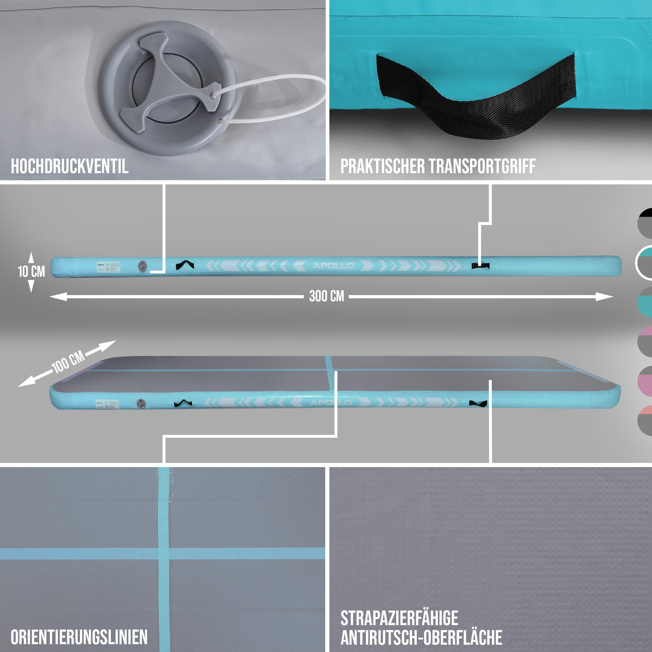 Apollo Funsport - Air Mat Pro - Air Tracking Matte - Mint 300x100x10