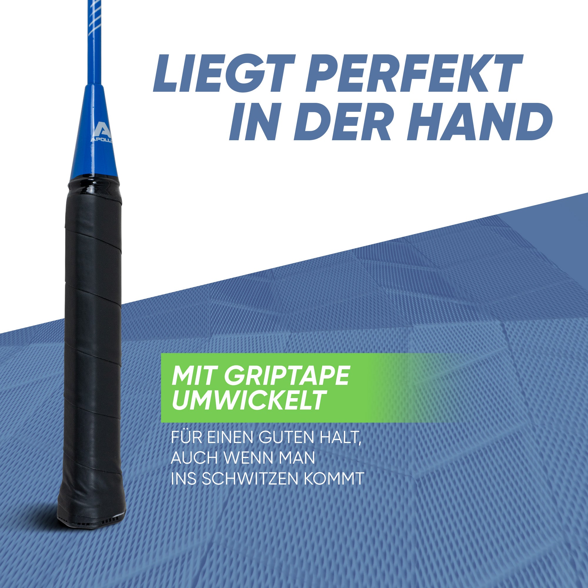 Apollo Funsport - Badminton Set Match Pro 400 - inkl. Tasche, 2x Schläger, Bälle - Blue Green