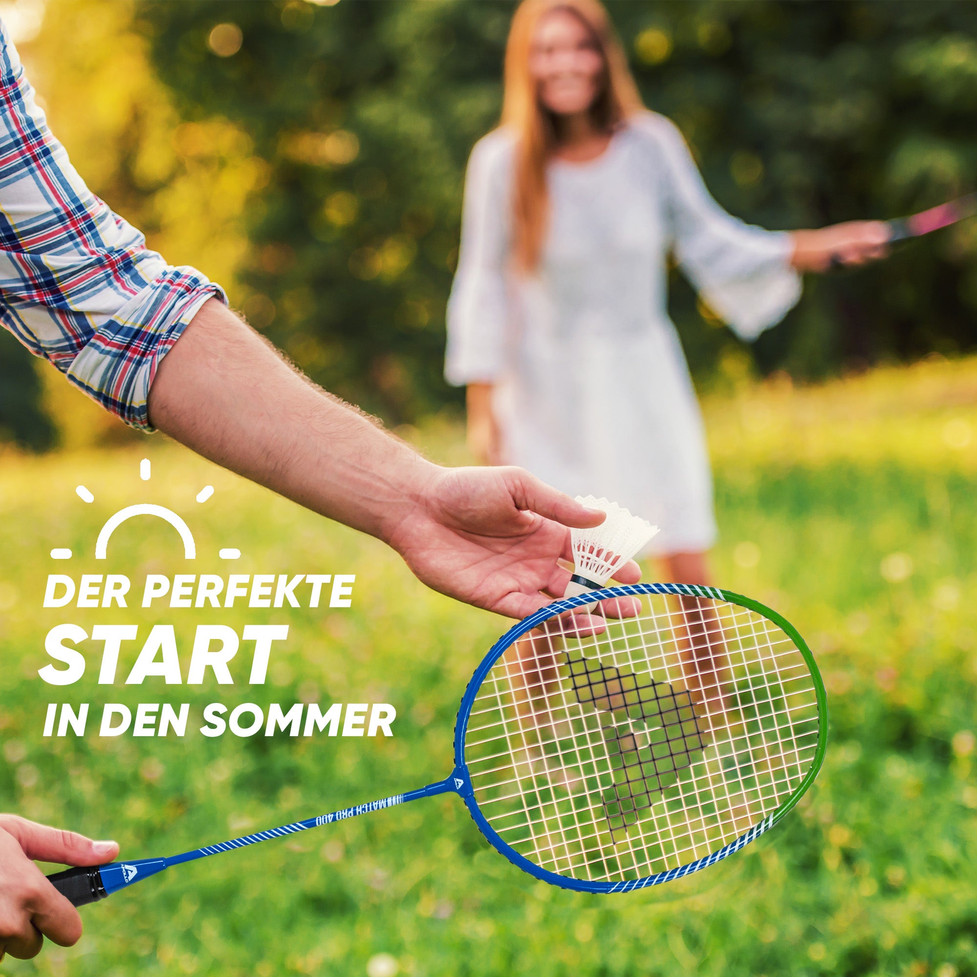 Apollo Funsport - Badminton Set Match Pro 400 - inkl. Tasche, 2x Schläger, Bälle - Blue Green