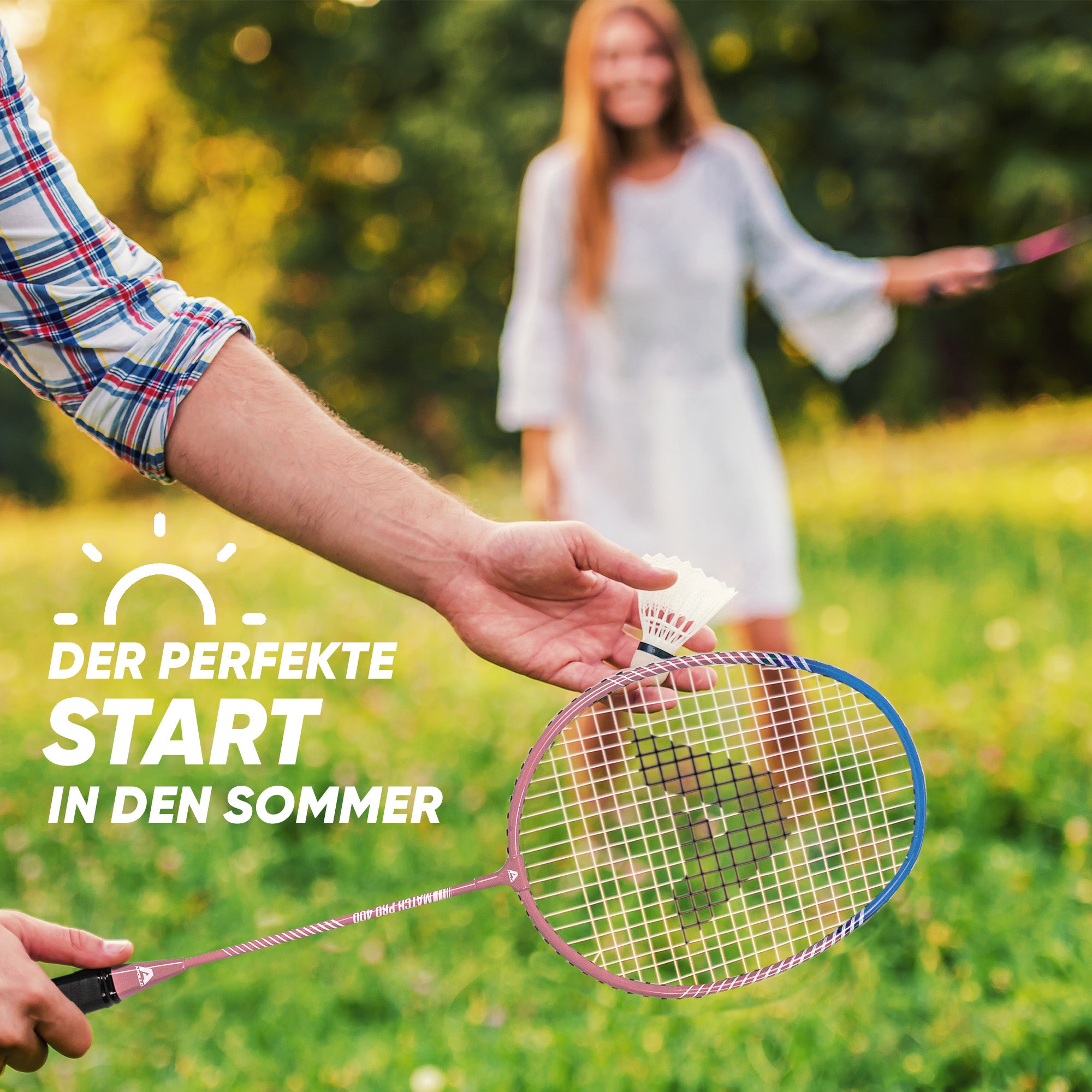 Apollo Funsport - Badminton Set Match Pro 400 - inkl. Tasche, 2x Schläger, Bälle - Blue Pink