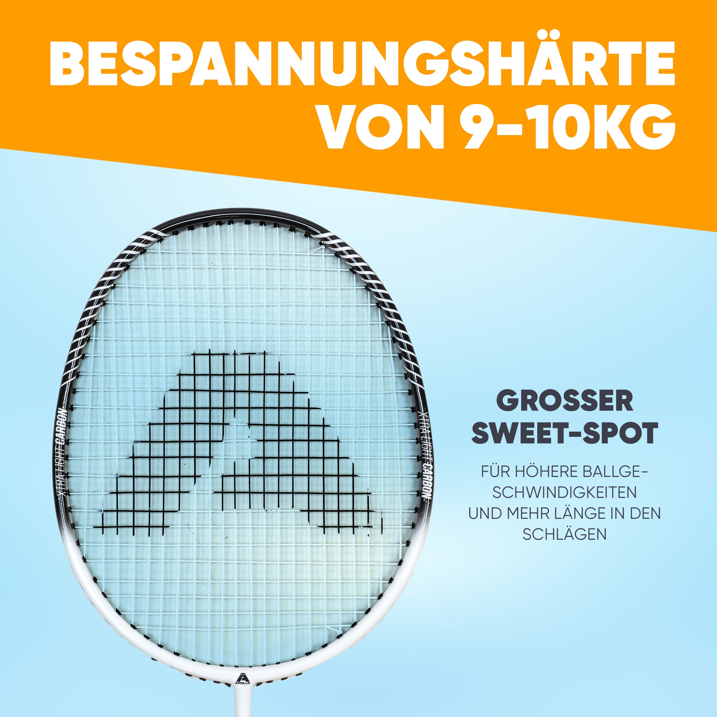 Apollo - Badminton Set Match Pro 800 - inkl. Tasche, 2x Schläger, Bälle - Weiß Schwarz