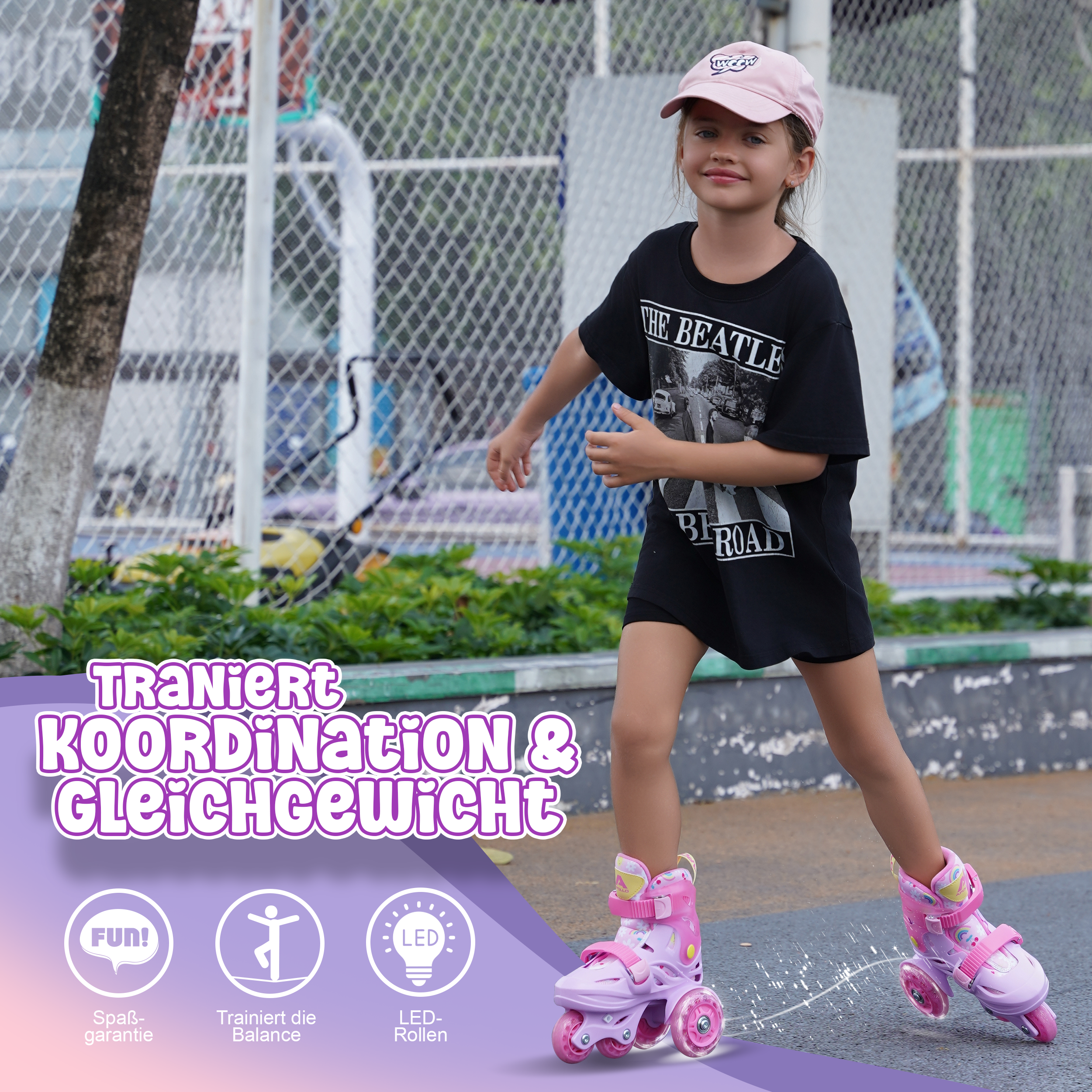 Apollo Funsport - Apollo Kids My 1st Skates - verstellbare Rollschuhe (Größe 26–30) für Kinder - Pink