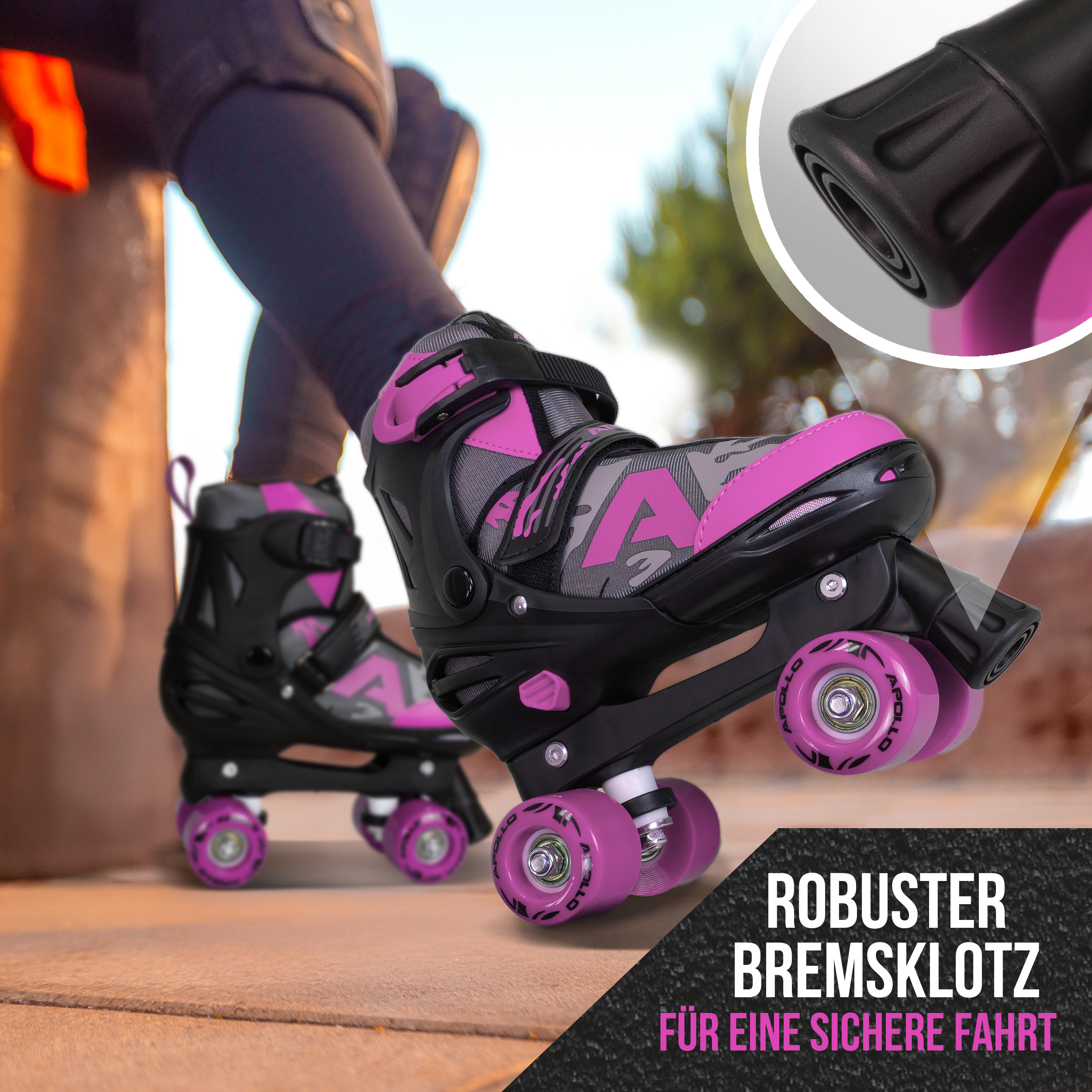 Apollo Funsport - Champion Adjustable Quad Skate - verstellbare Rollschuhe für Kinder & Jugendliche - Pink