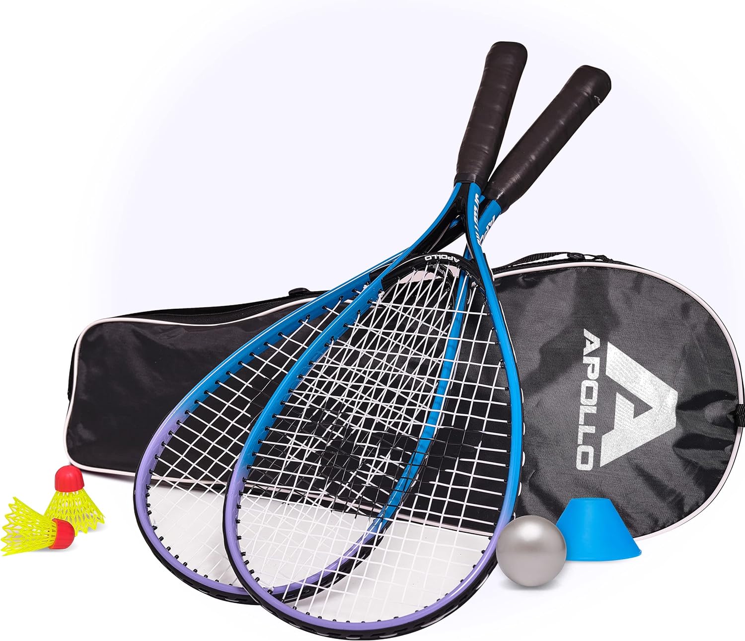 Apollo - Speed Badminton Set - inkl. Tasche, 2x Schläger, Bälle - Blau